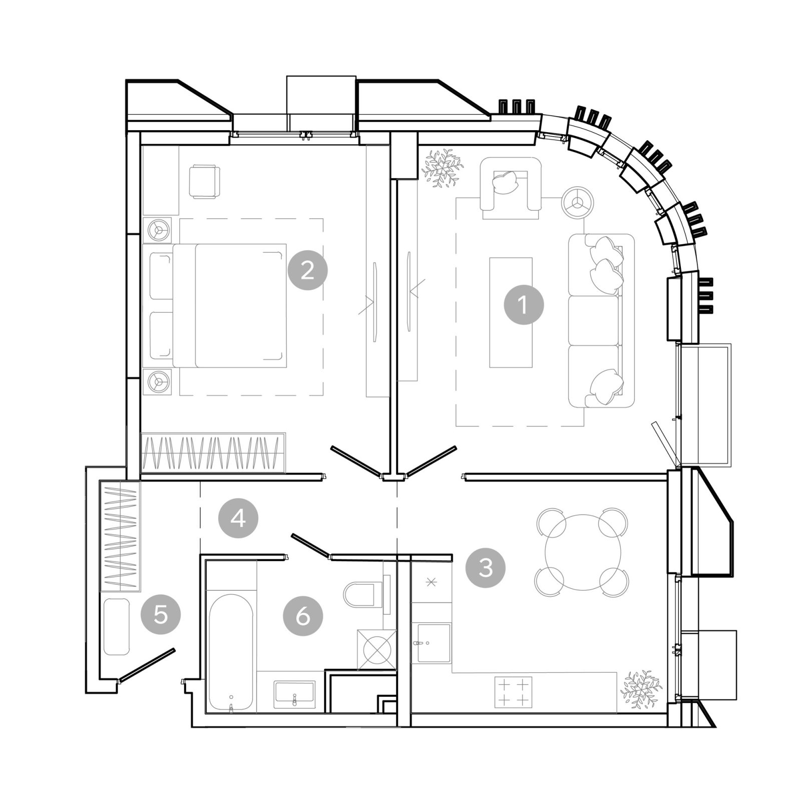 Планировка: 2-комнатная квартира, 61,0 м²