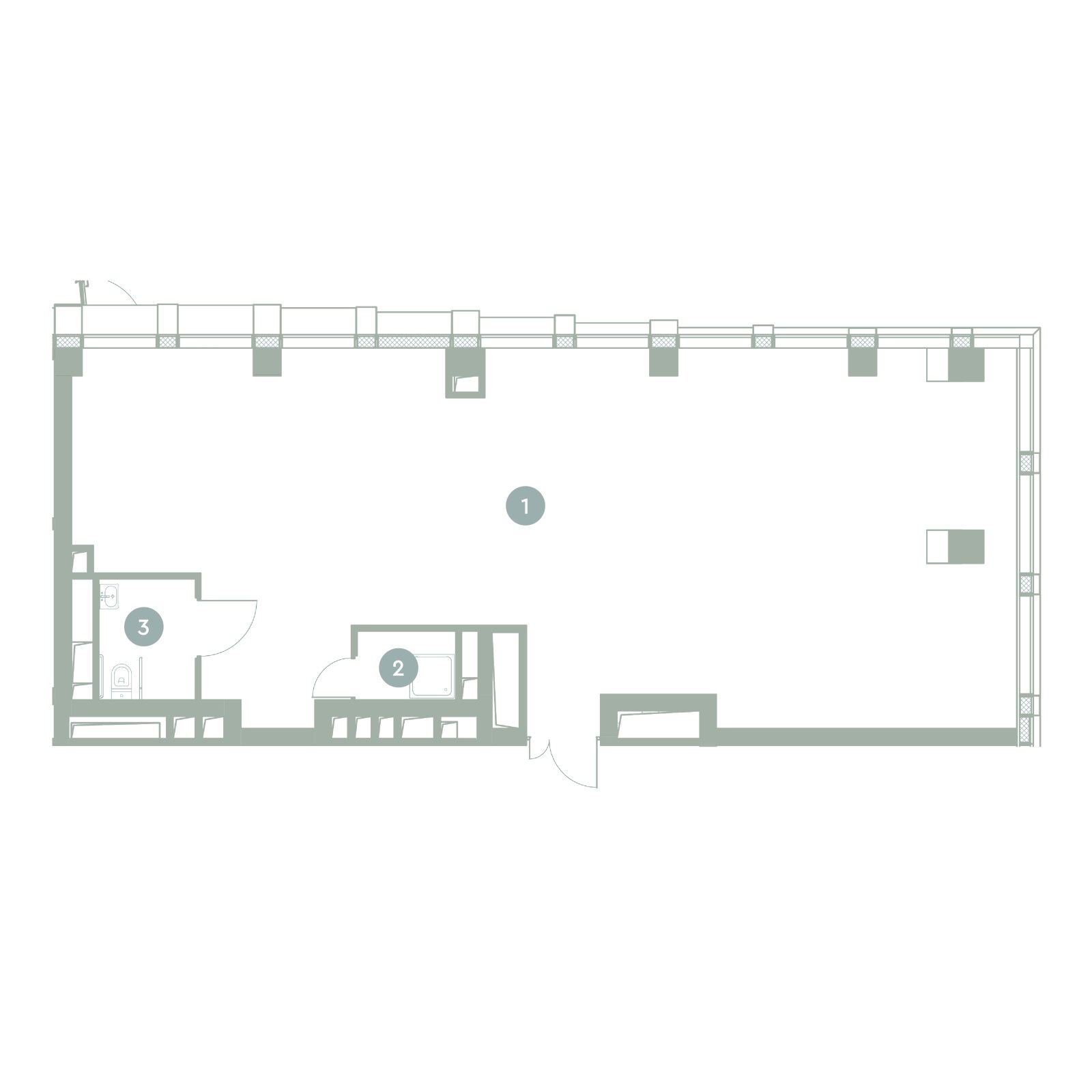 Планировка: студия, 107,5 м²