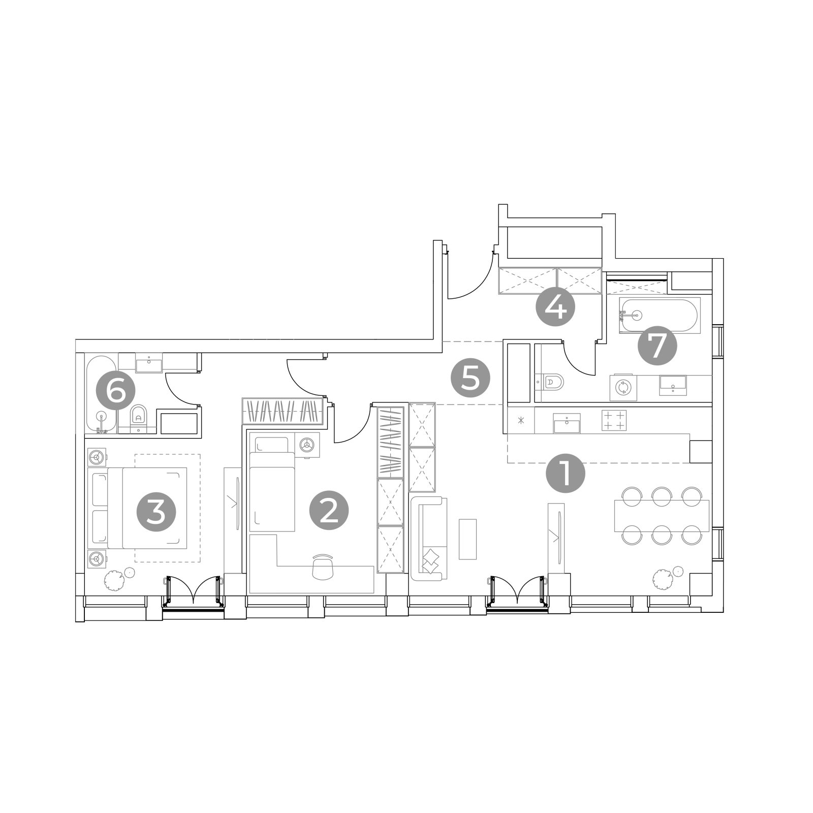 Планировка: 3-комнатная квартира, 80,8 м²