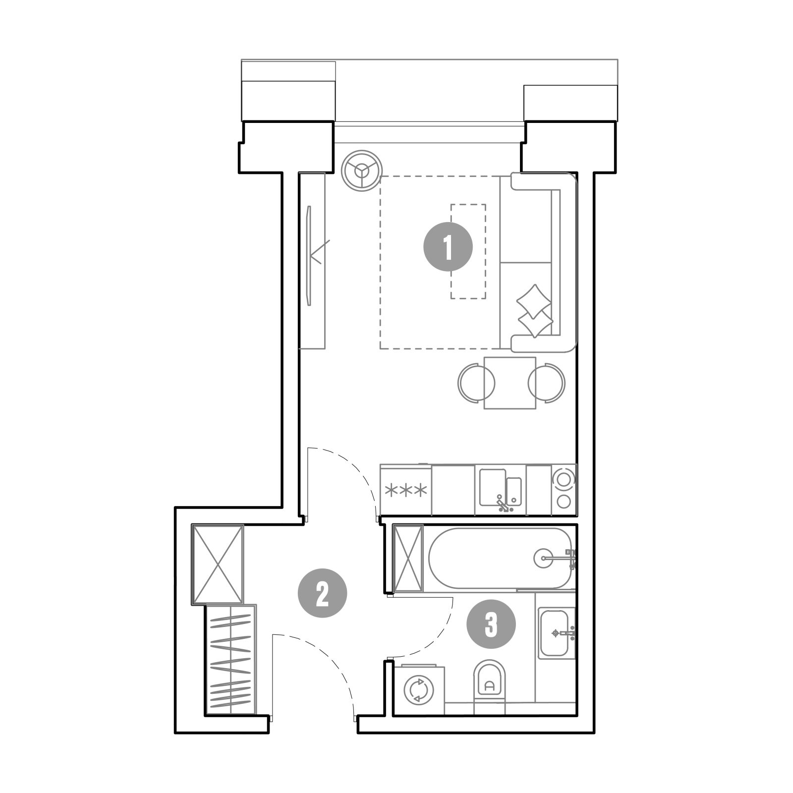 Планировка: студия, 23,6 м²
