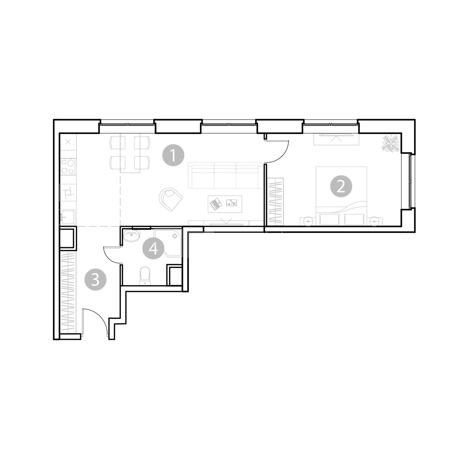 Планировка: 2-комнатная квартира, 51,0 м²