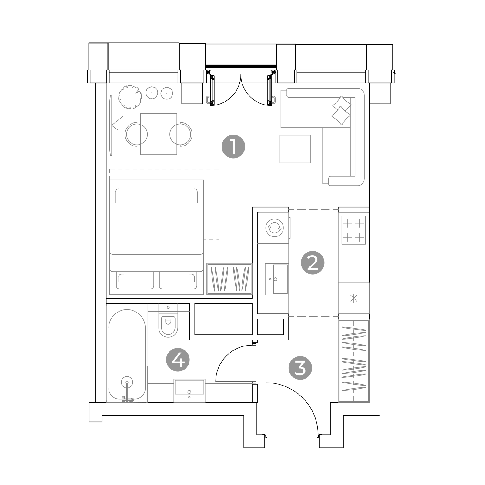 Планировка: студия, 29,7 м²