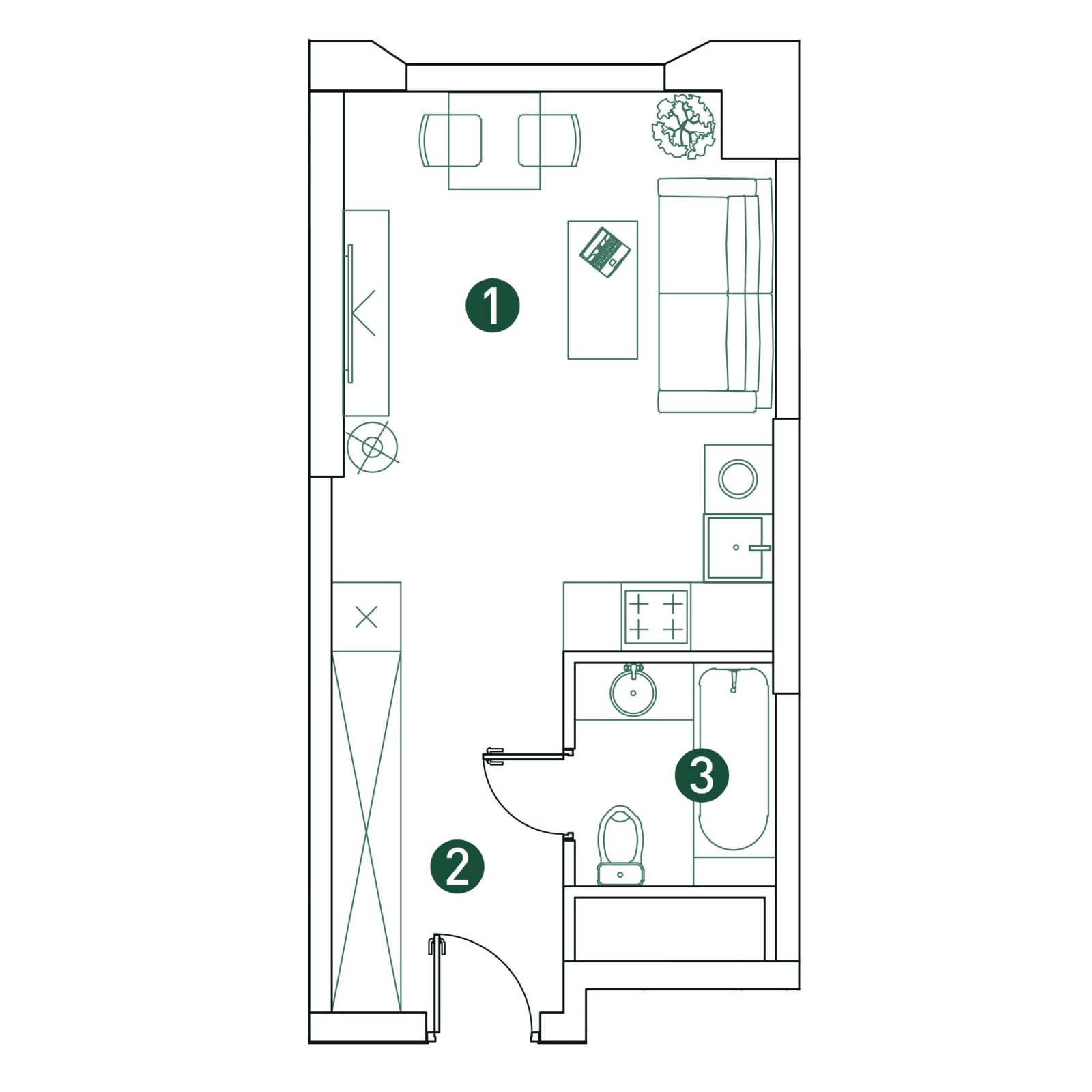 Планировка: студия, 28,2 м²