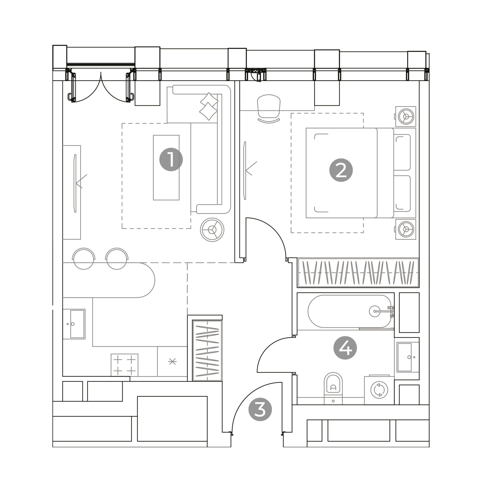 Планировка: 2-комнатная квартира, 43,8 м²