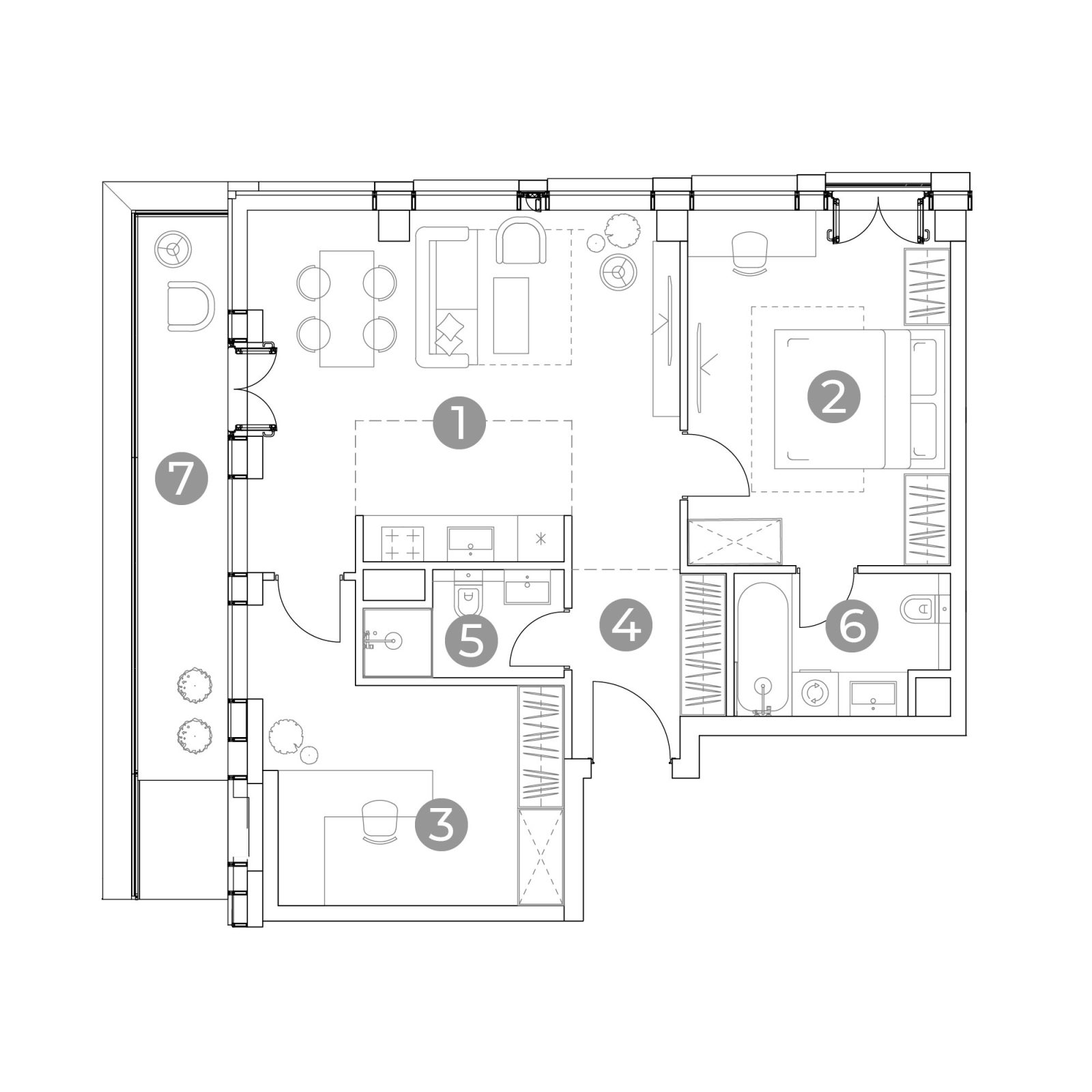 Планировка: 3-комнатная квартира, 73,5 м²