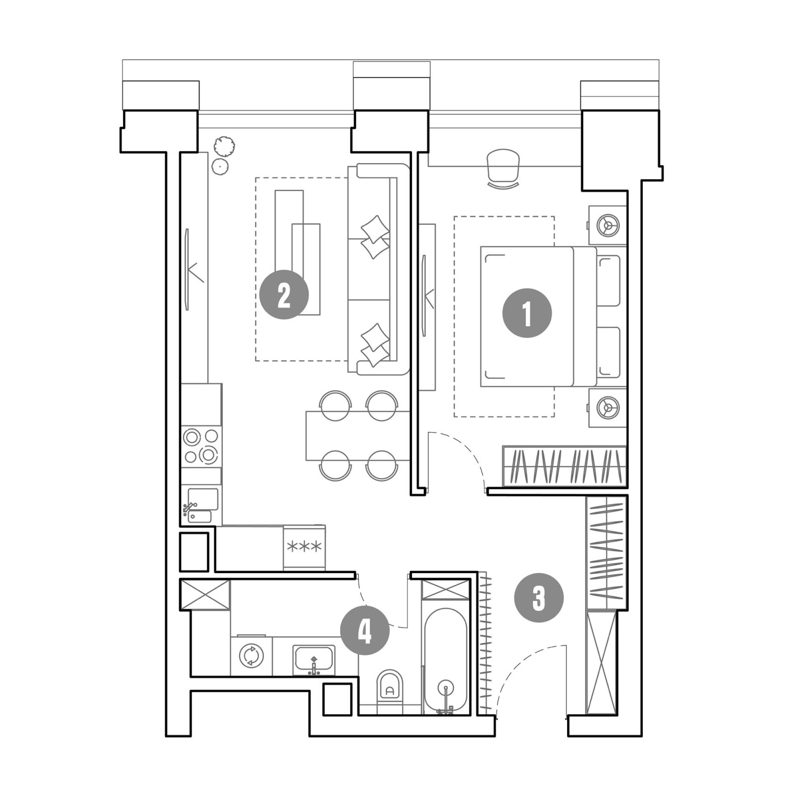 Планировка: 2-комнатная квартира, 49,6 м²