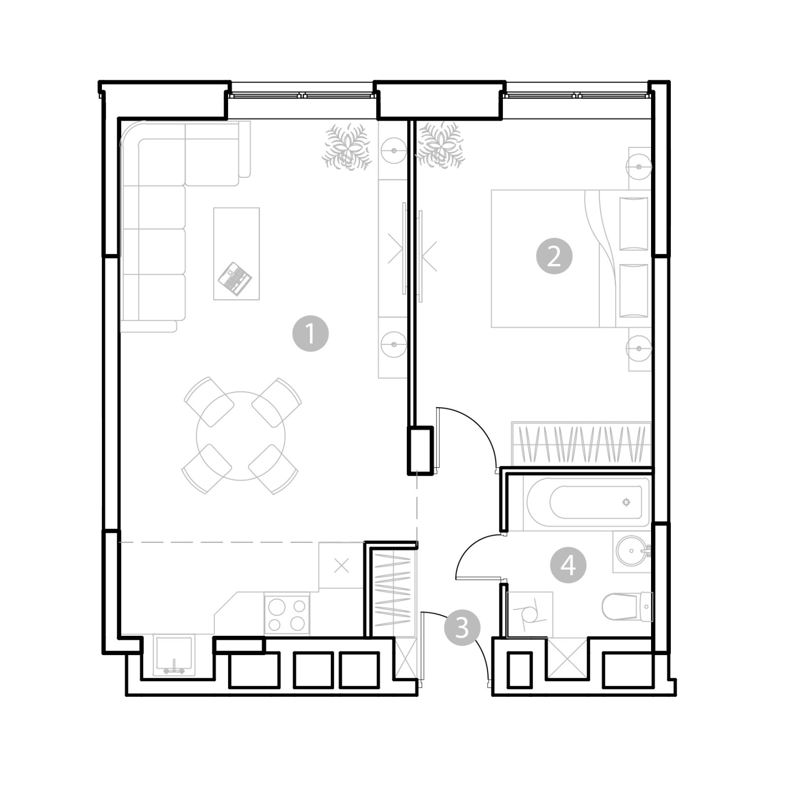 Планировка: 2-комнатная квартира, 48,1 м²