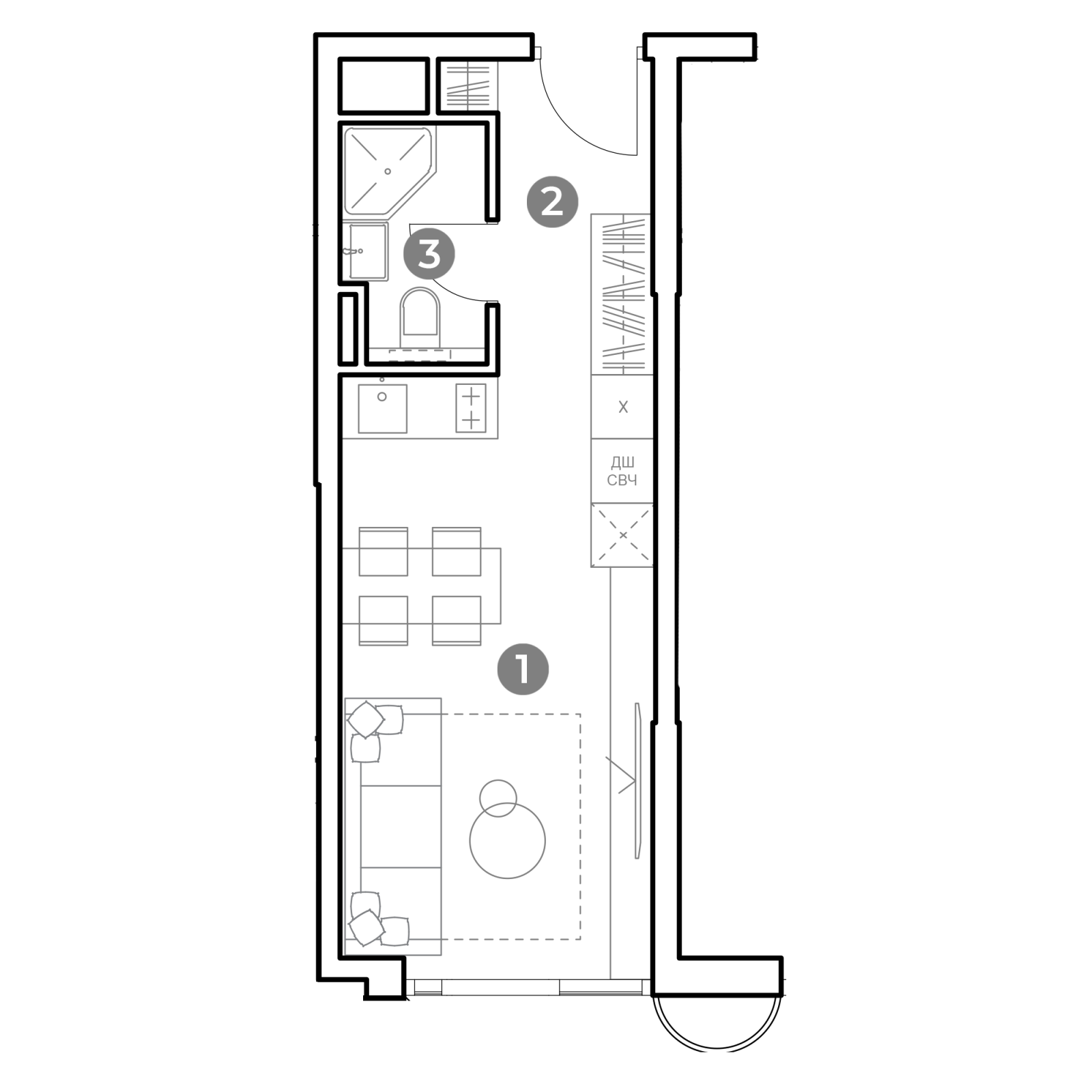 Планировка: студия, 24,0 м²