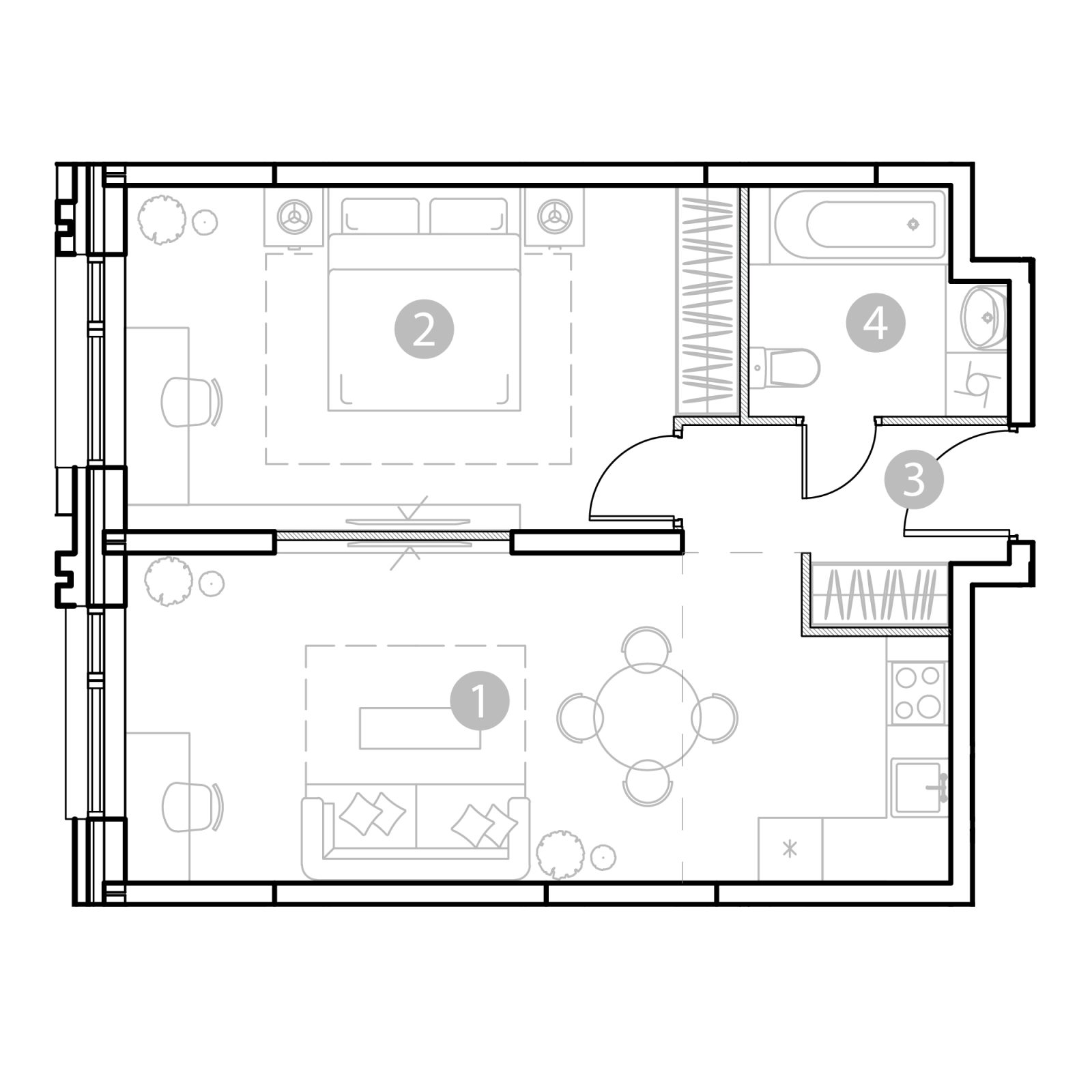 Планировка: 2-комнатная квартира, 50,6 м²