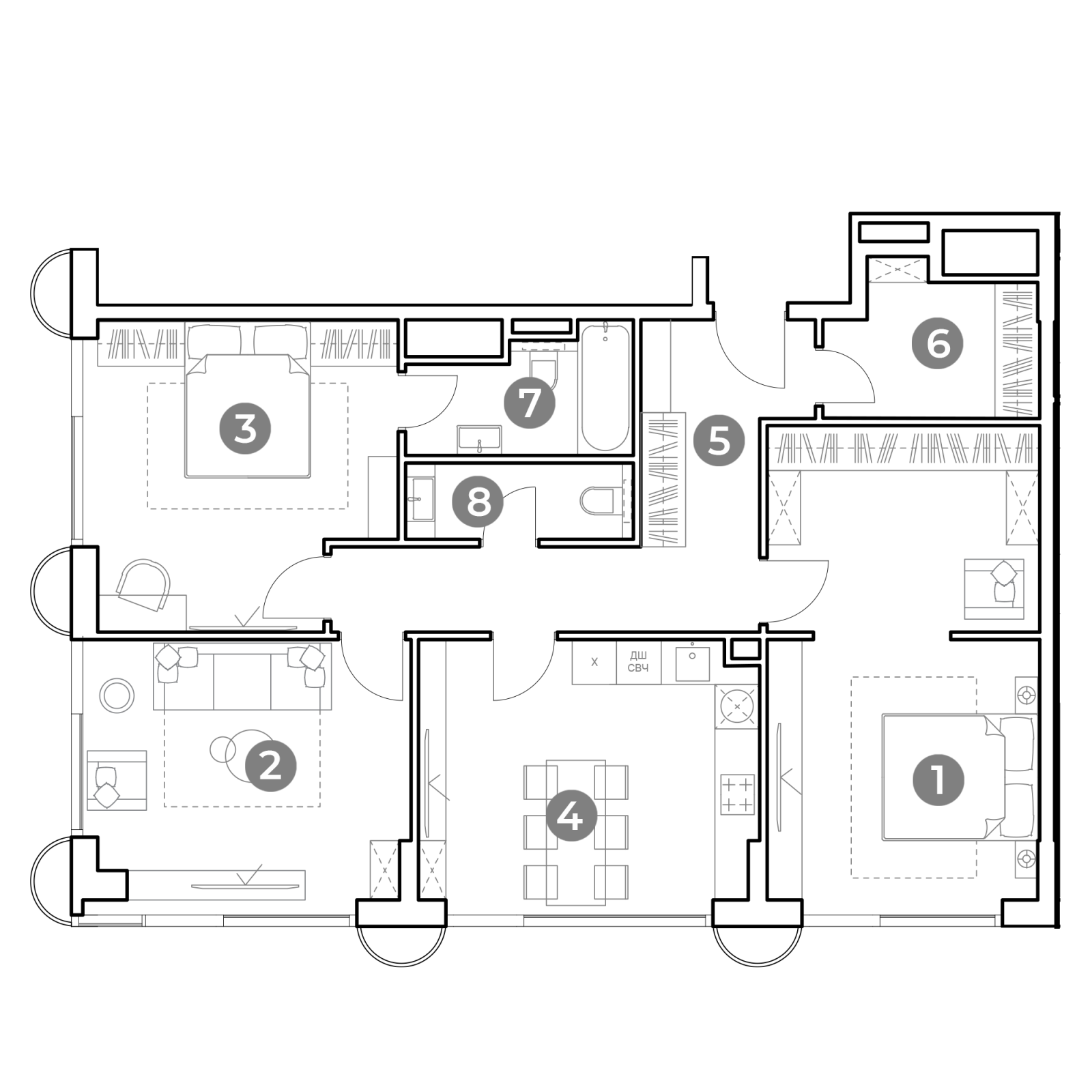 Планировка: 3-комнатная квартира, 99,2 м²