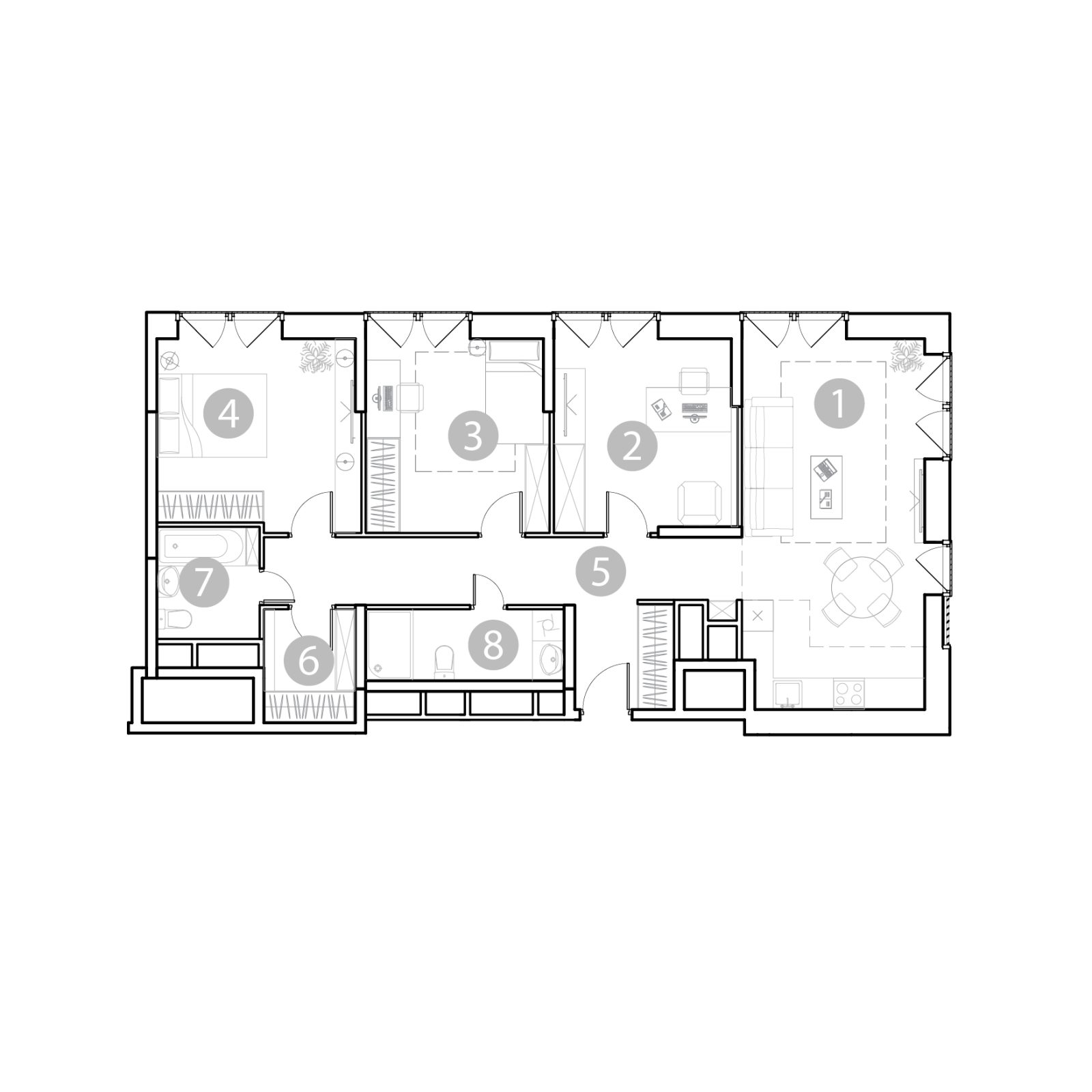 Планировка: 4-комнатная квартира, 97,1 м²