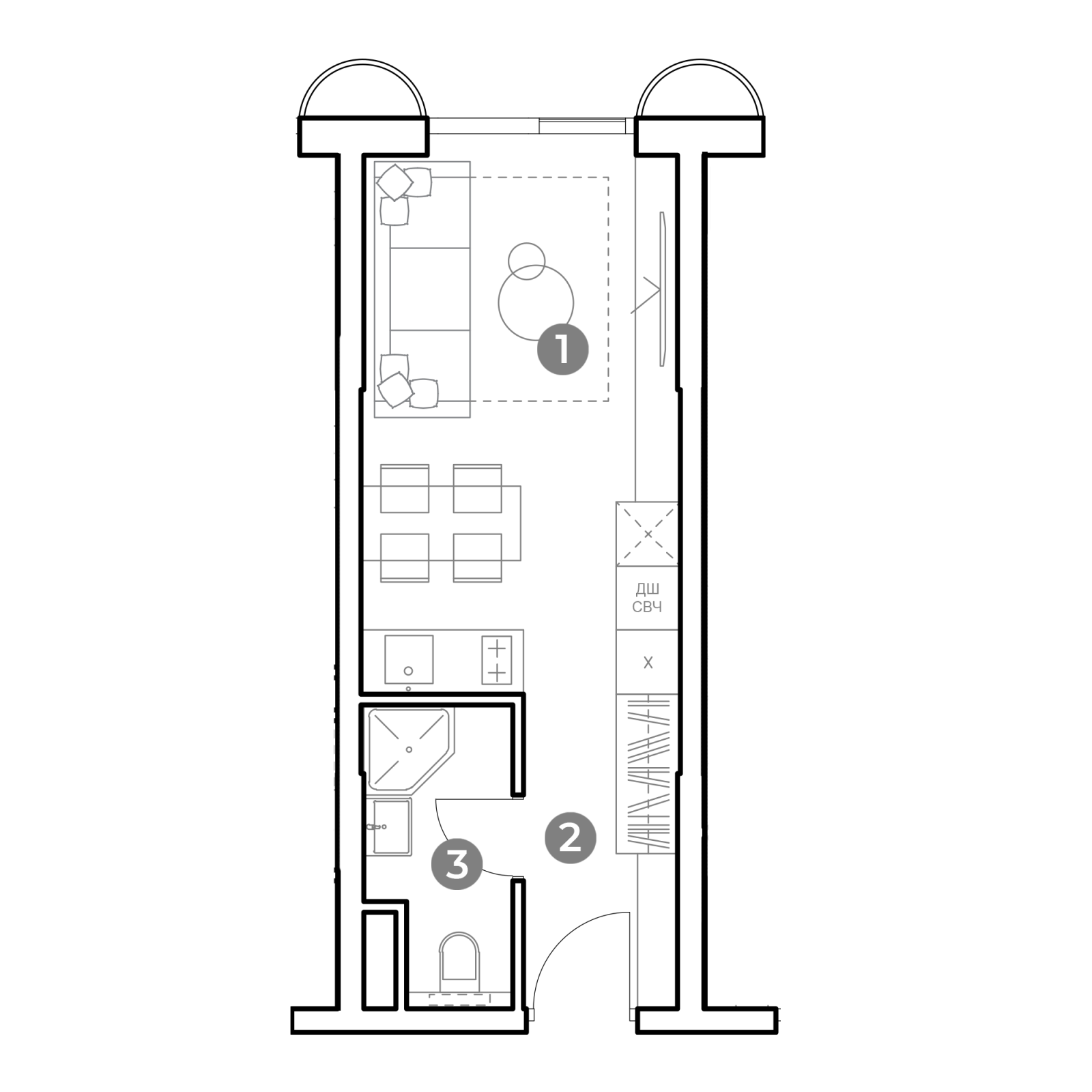 Планировка: студия, 23,2 м²