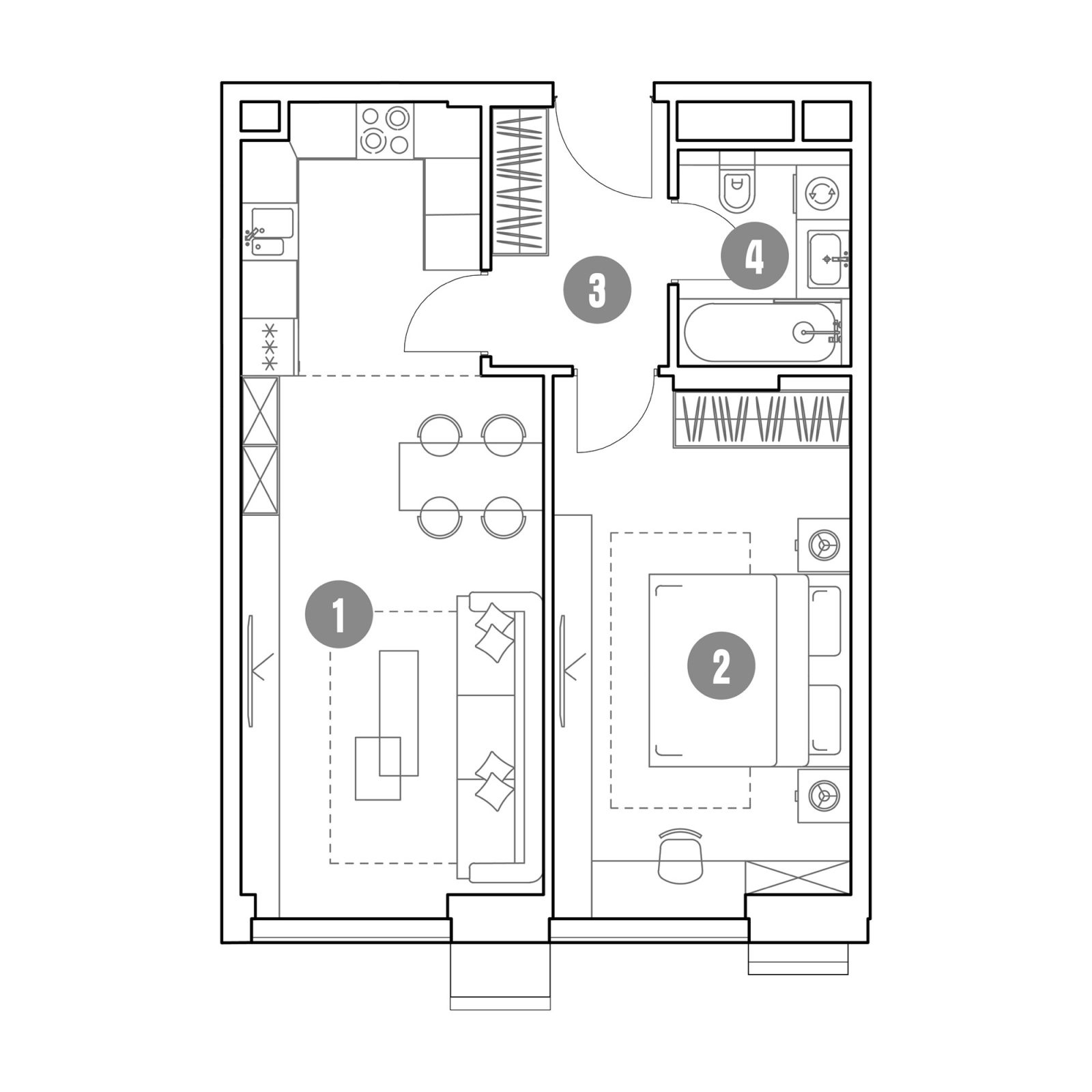 Планировка: 2-комнатная квартира, 50,6 м²