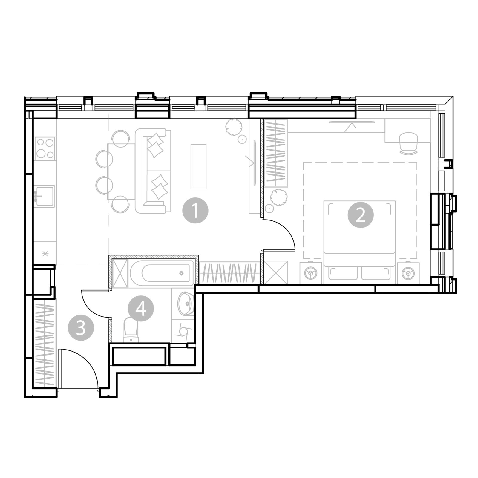 Планировка: 2-комнатная квартира, 49,0 м²