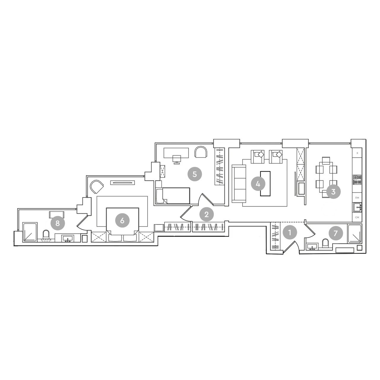 Планировка: 3-комнатная квартира, 89,3 м²
