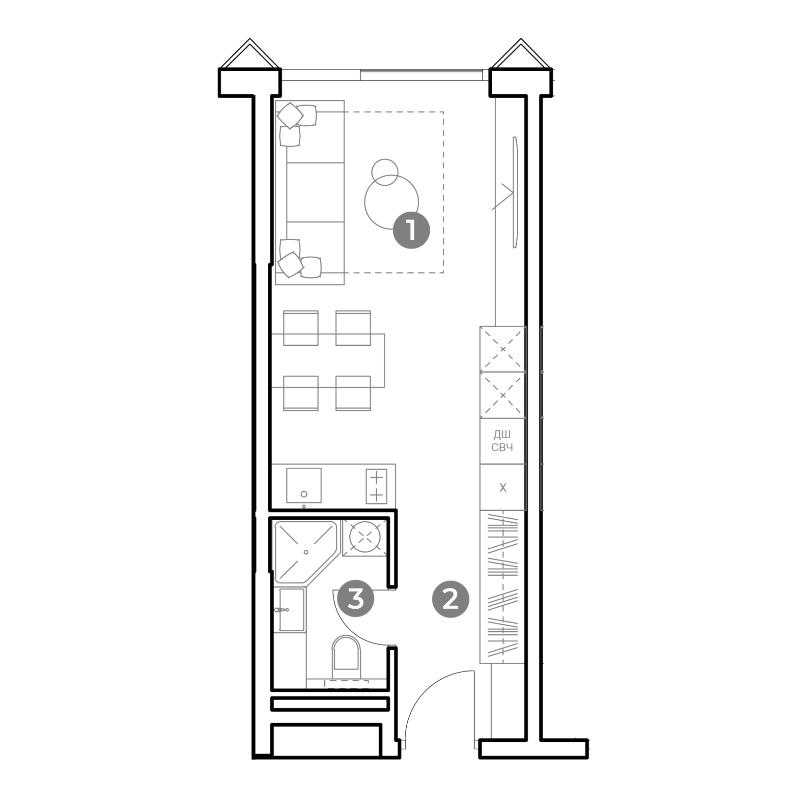Планировка: студия, 27,5 м²