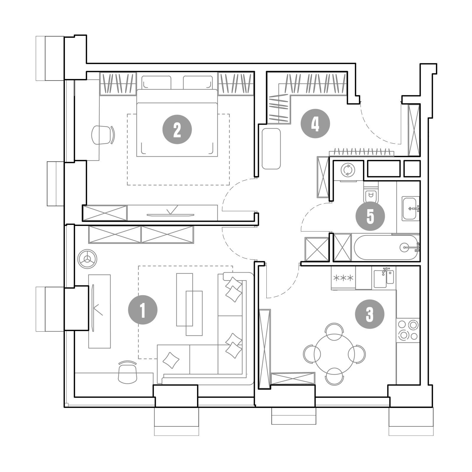 Планировка: 2-комнатная квартира, 62,6 м²
