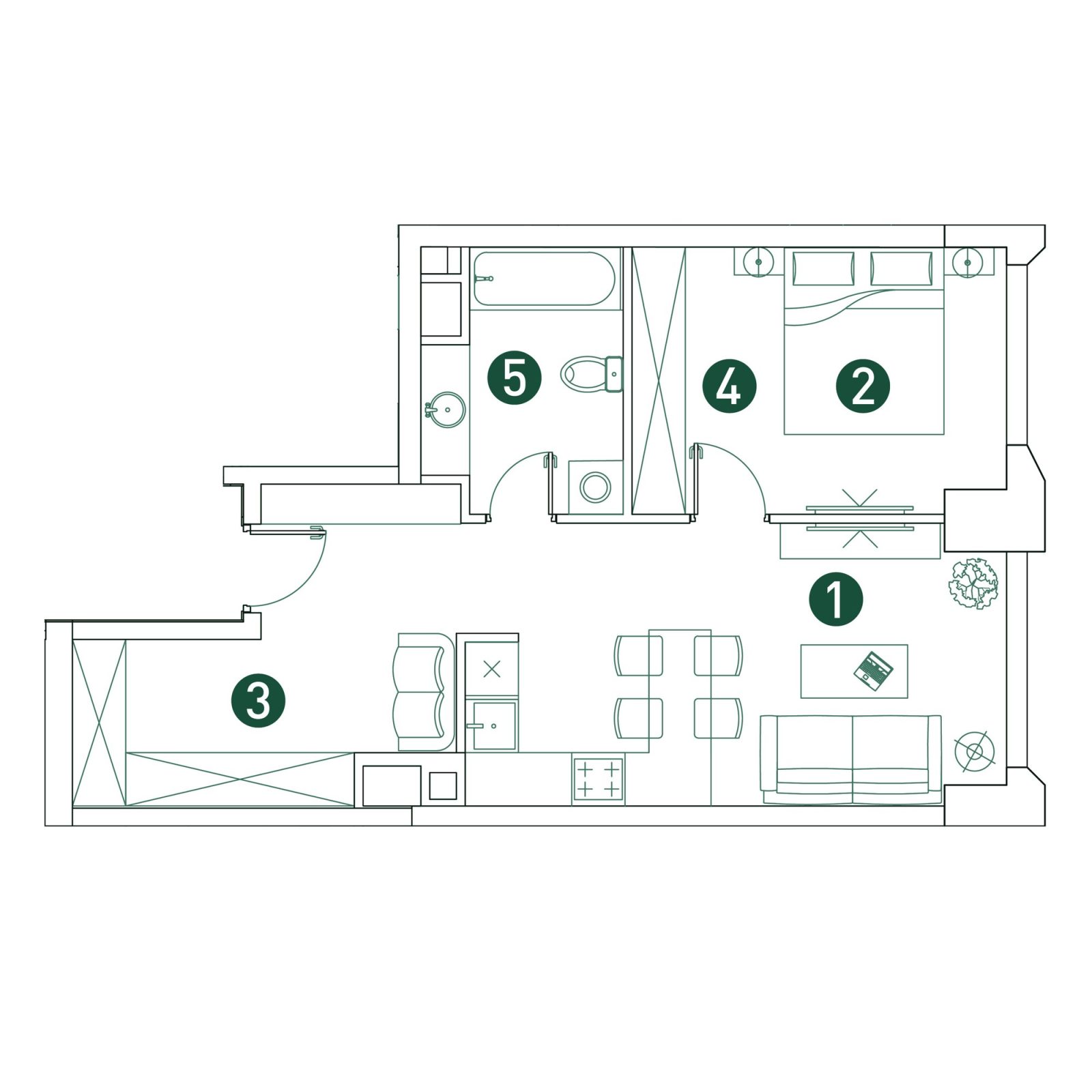 Планировка: 2-комнатная квартира, 49,0 м²