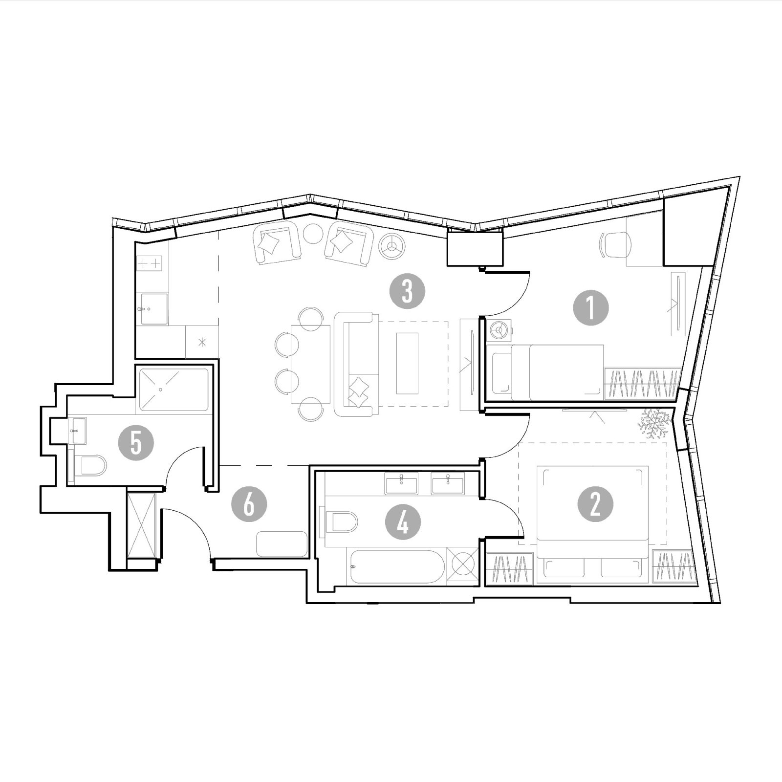 Планировка: 2-комнатная квартира, 61,6 м²