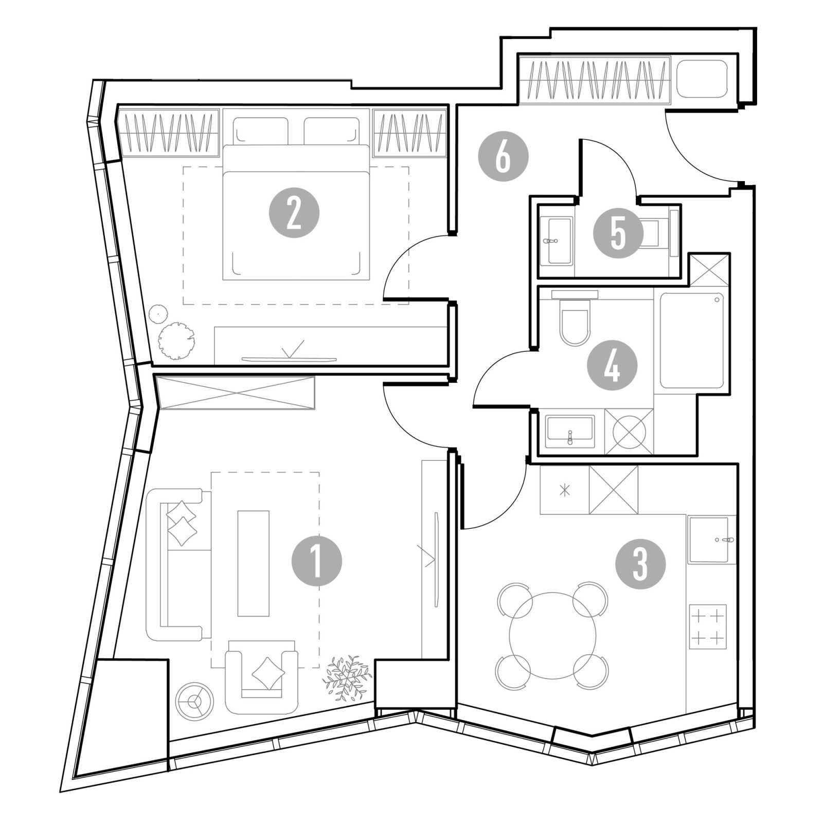 Планировка: 2-комнатная квартира, 53,2 м²