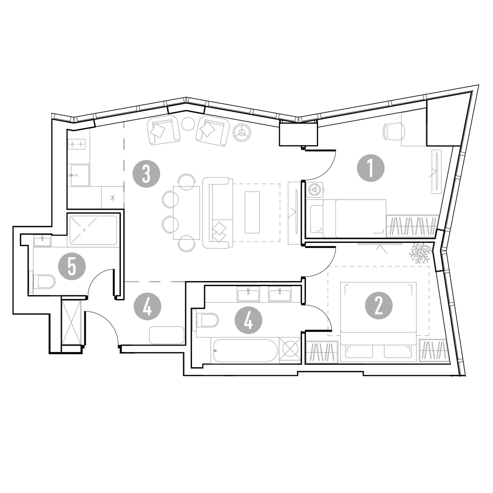 Планировка: 2-комнатная квартира, 60,9 м²