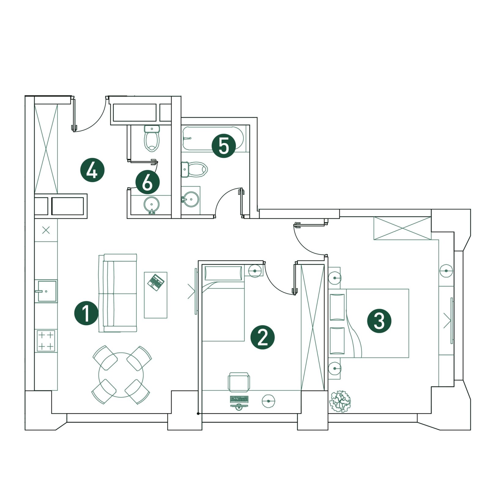 Планировка: 3-комнатная квартира, 65,9 м²