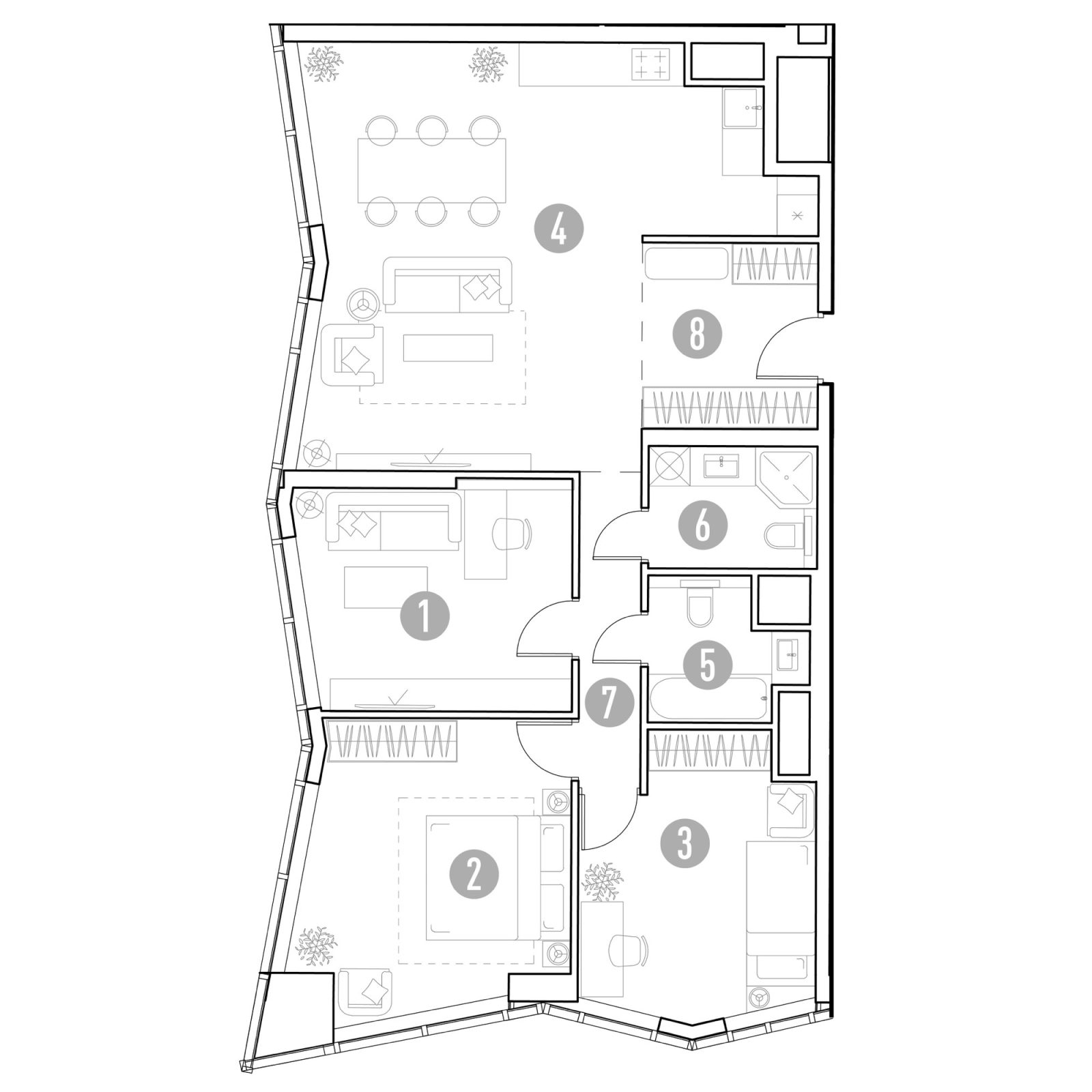 Планировка: 3-комнатная квартира, 95,0 м²