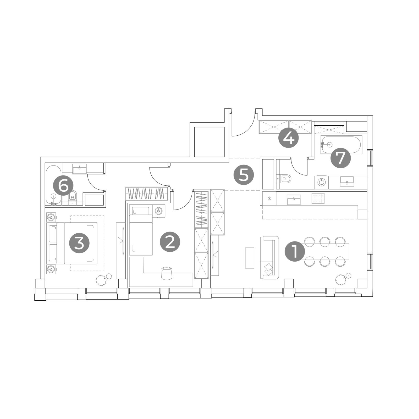 Планировка: 3-комнатная квартира, 81,1 м²