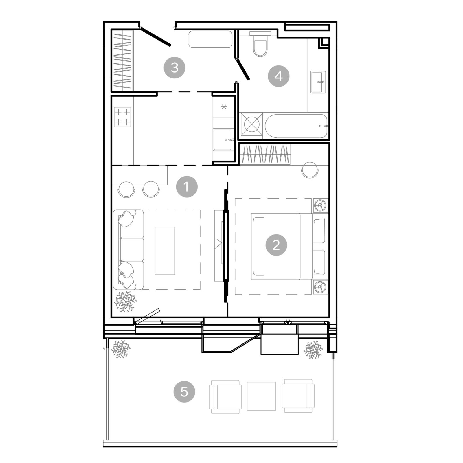 Планировка: 2-комнатная квартира, 48,7 м²