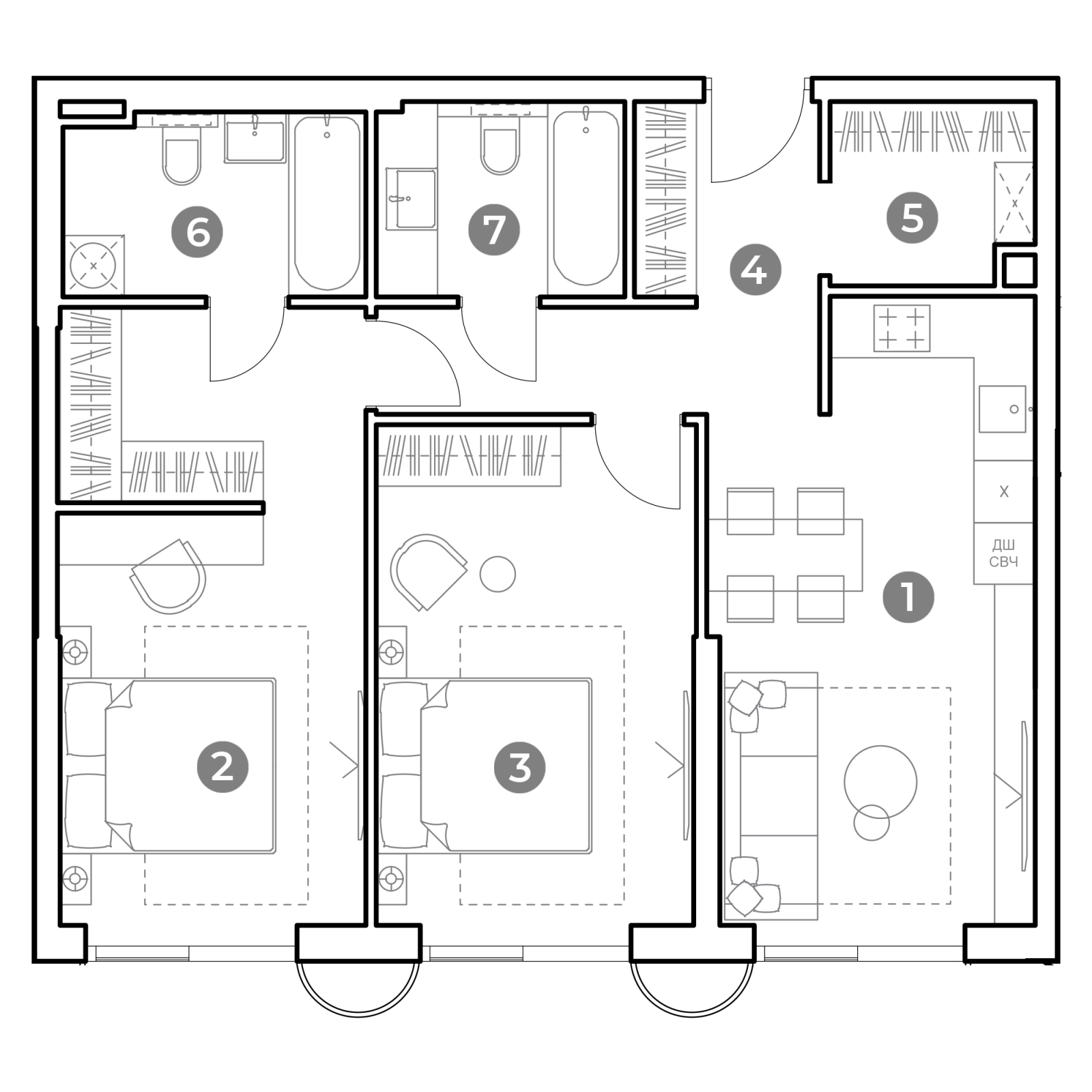 Планировка: 3-комнатная квартира, 73,2 м²