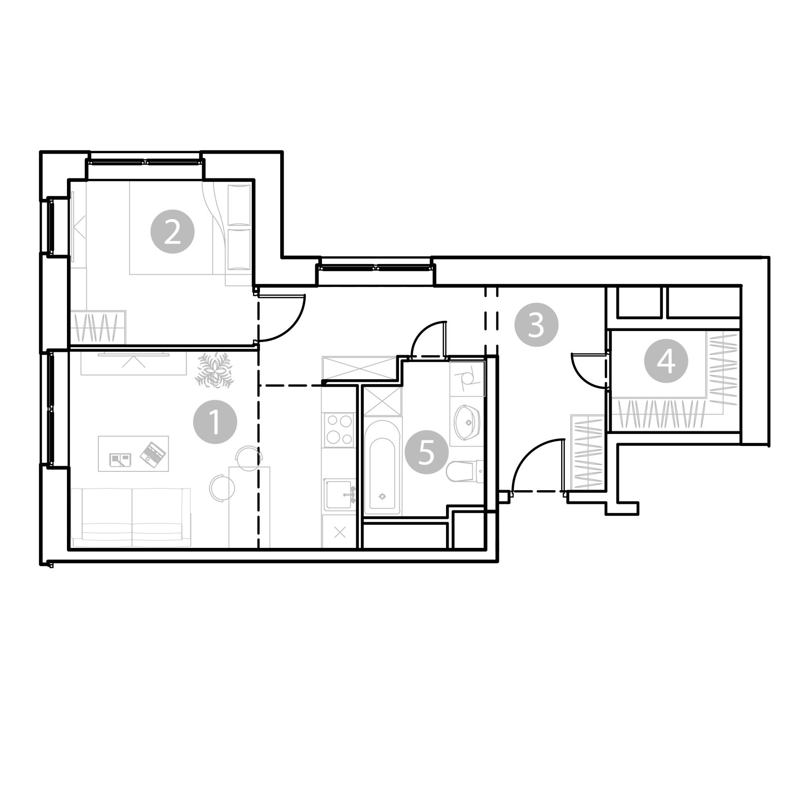 Планировка: 2-комнатная квартира, 46,1 м²