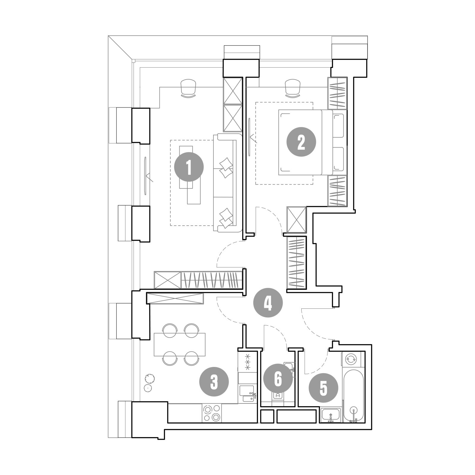 Планировка: 2-комнатная квартира, 61,2 м²