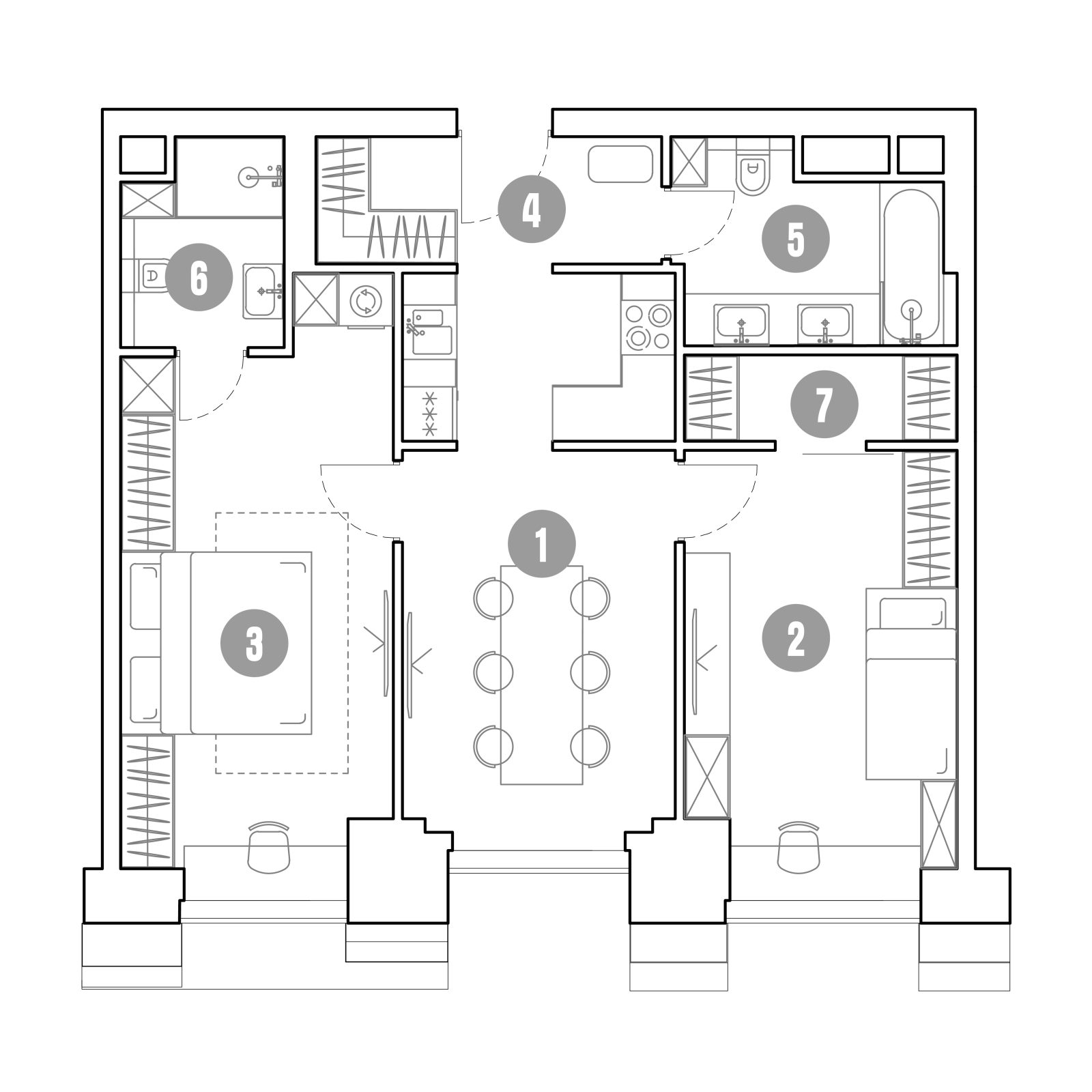 Планировка: 3-комнатная квартира, 69,1 м²