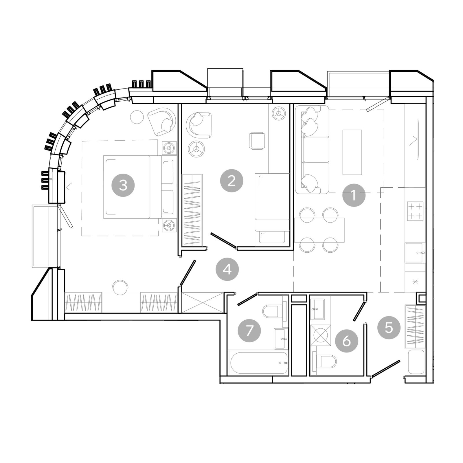 Планировка: 3-комнатная квартира, 66,9 м²