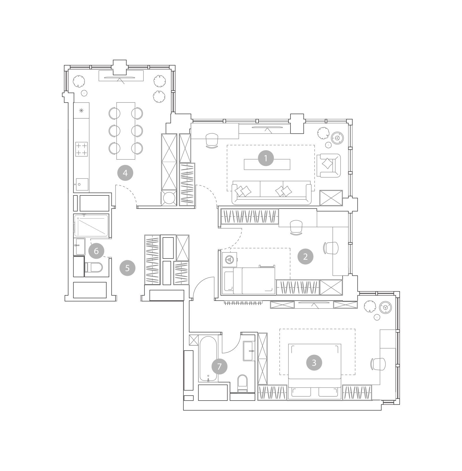 Планировка: 3-комнатная квартира, 98,5 м²