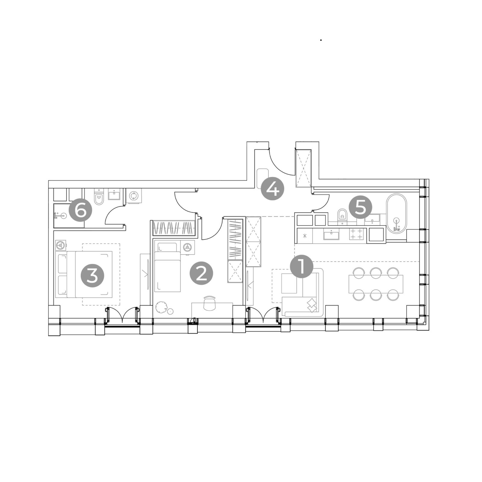 Планировка: 3-комнатная квартира, 69,1 м²