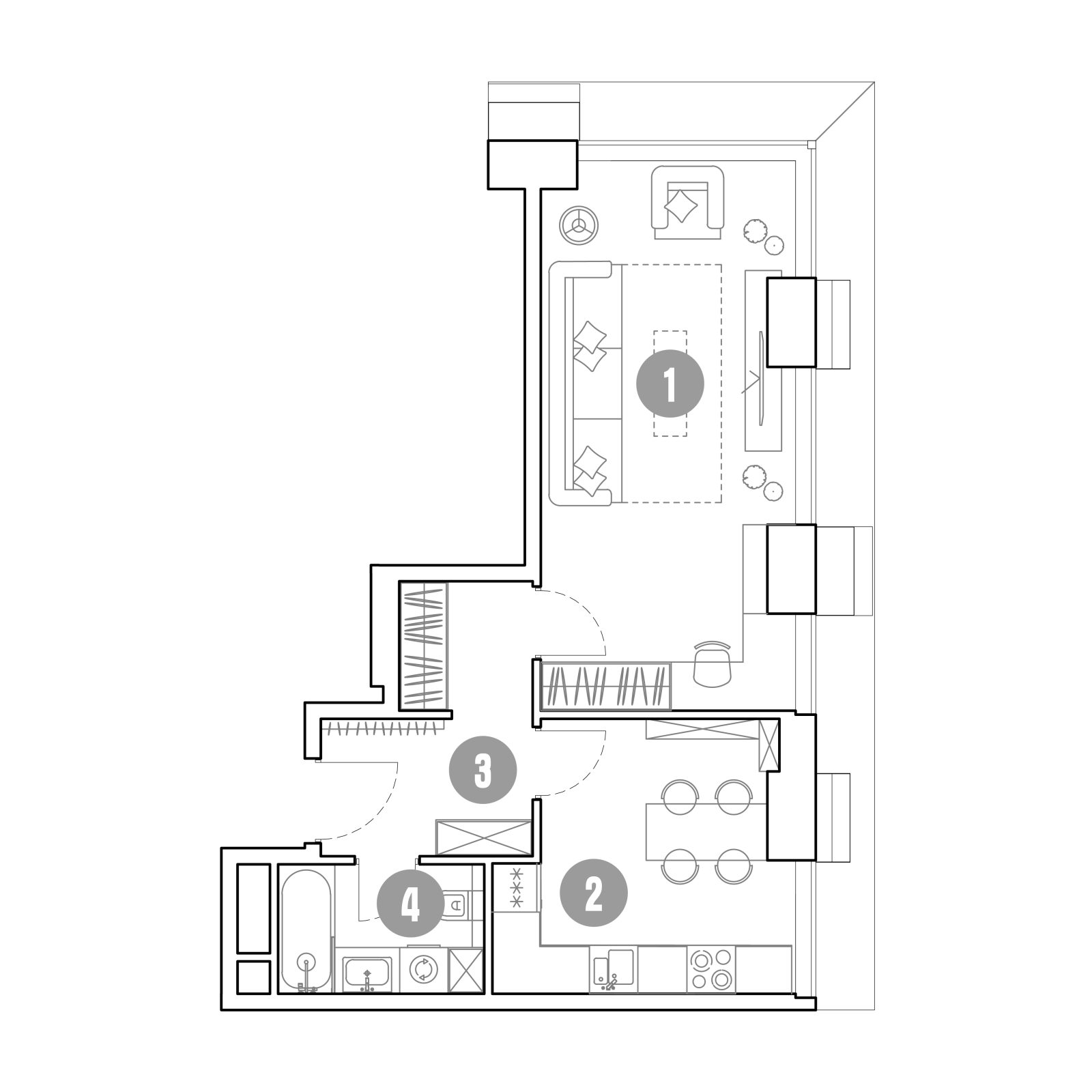 Планировка: 1-комнатная квартира, 43,0 м²