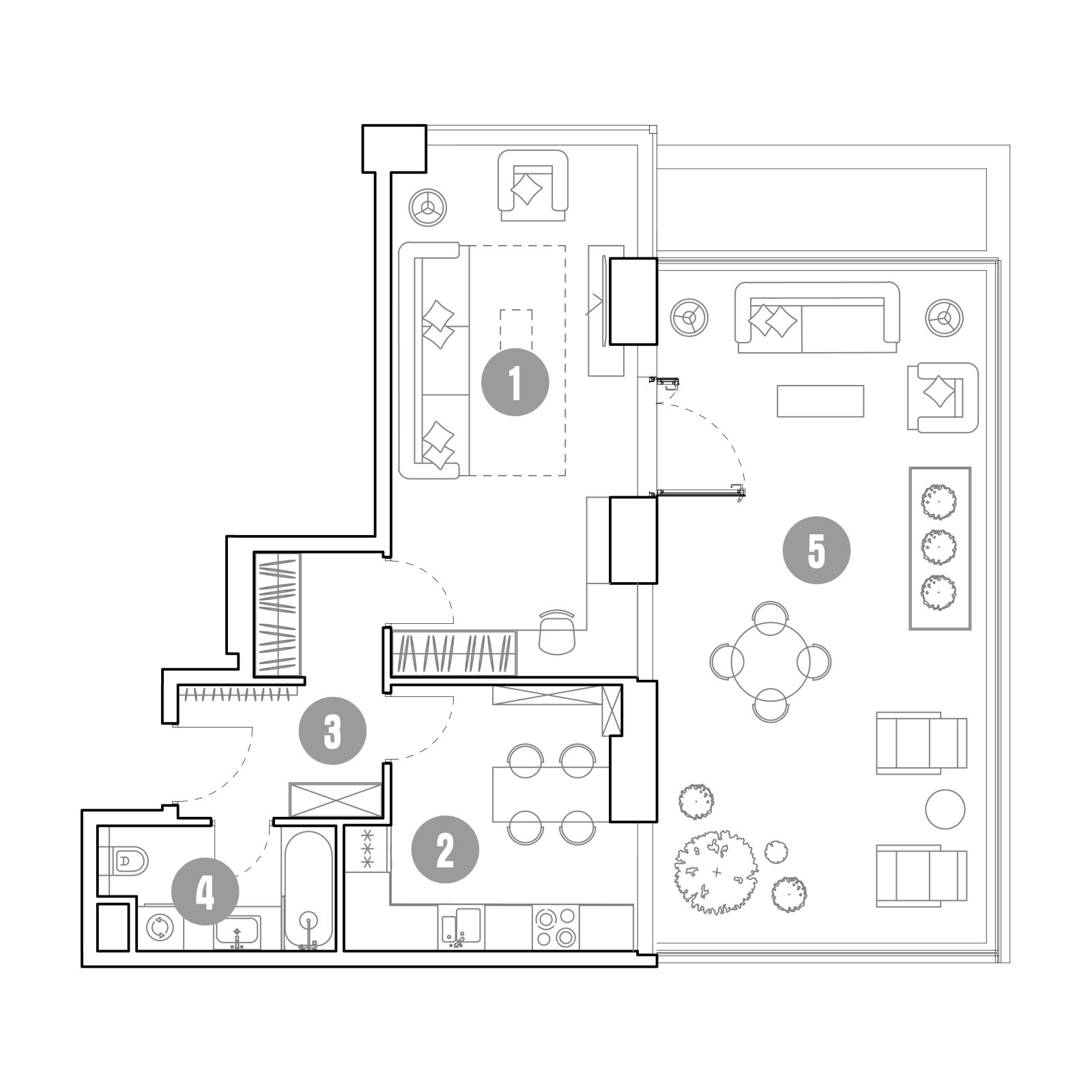 Планировка: 1-комнатная квартира, 79,6 м²