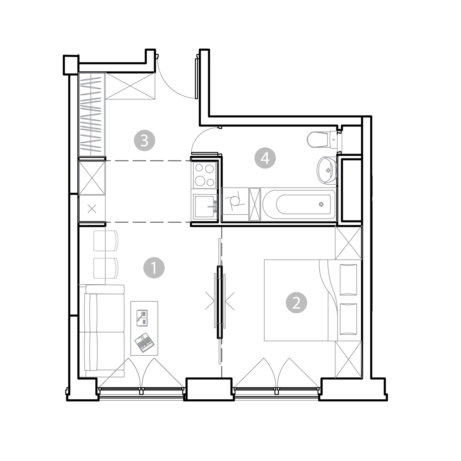 Планировка: 2-комнатная квартира, 37,8 м²