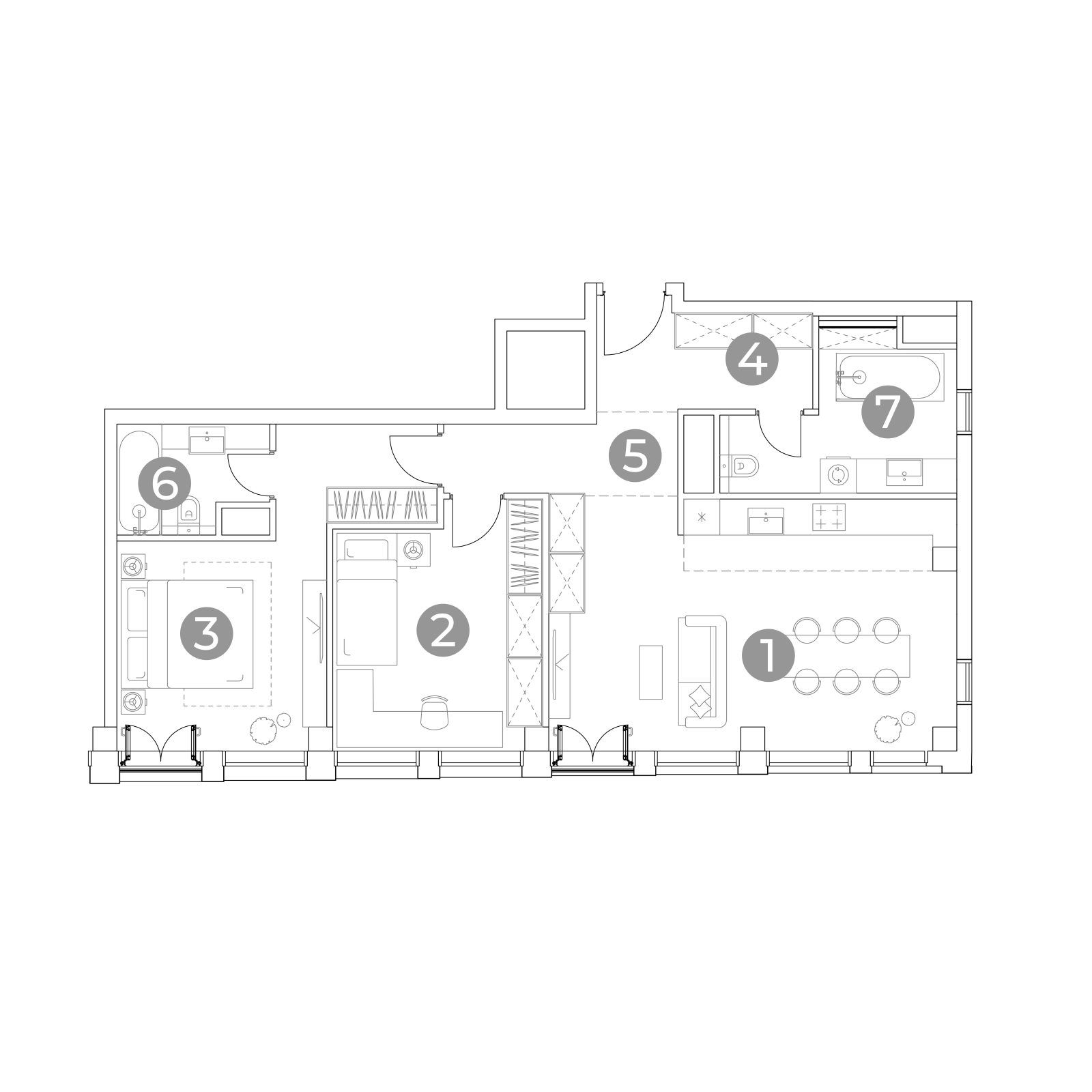 Планировка: 3-комнатная квартира, 82,0 м²