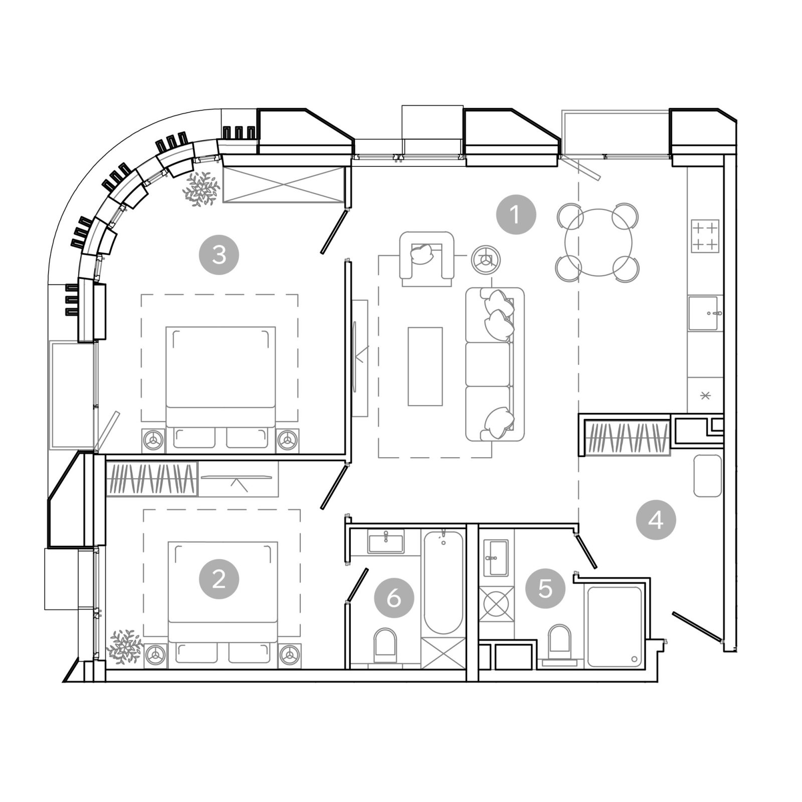Планировка: 3-комнатная квартира, 79,1 м²