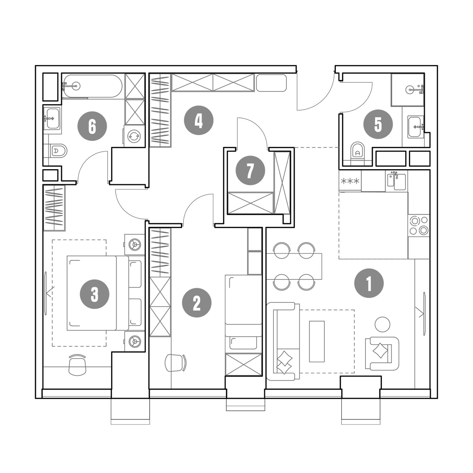 Планировка: 3-комнатная квартира, 81,1 м²