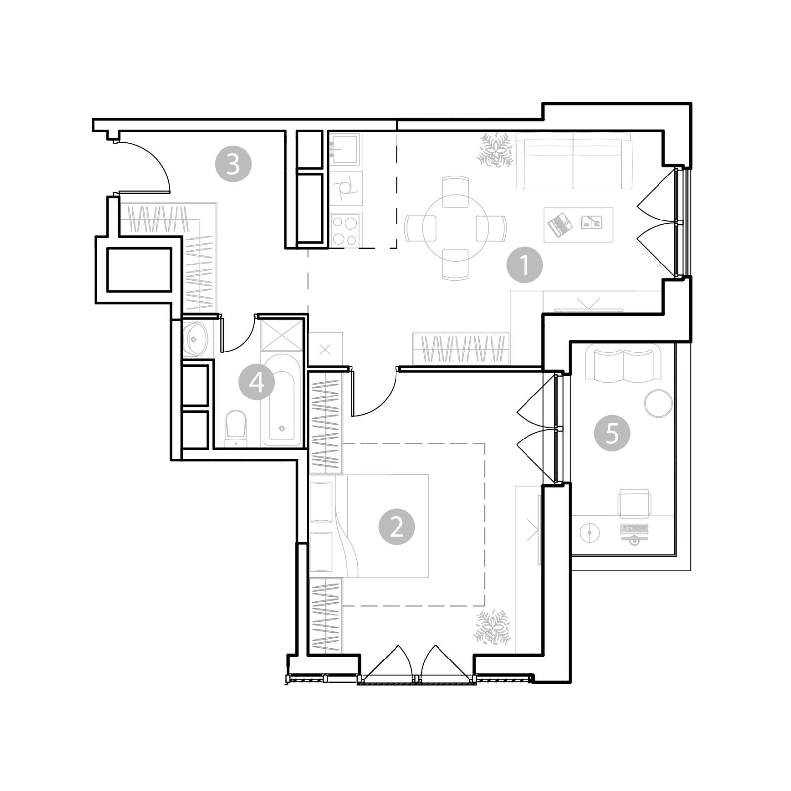 Планировка: 2-комнатная квартира, 63,3 м²