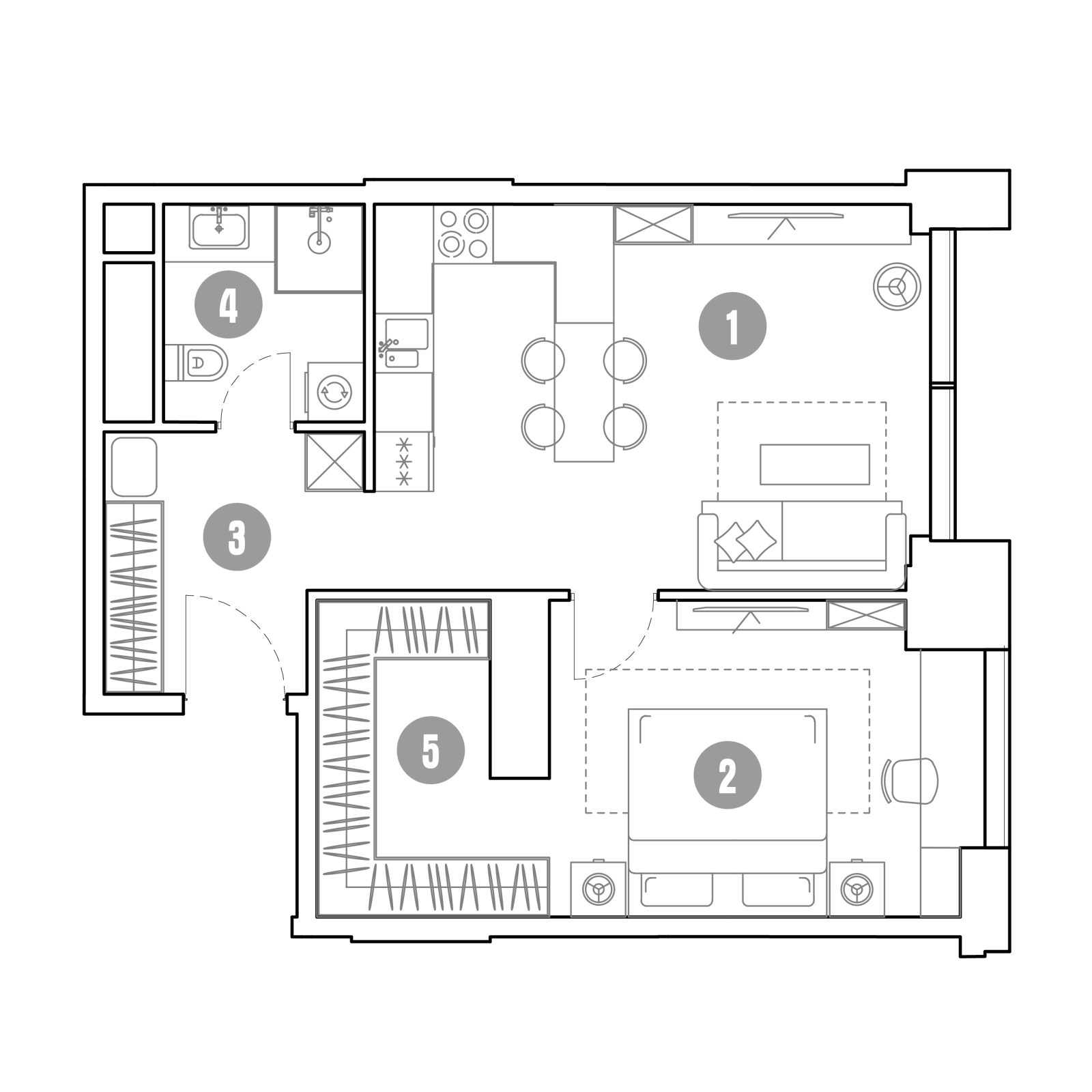Планировка: 2-комнатная квартира, 52,6 м²