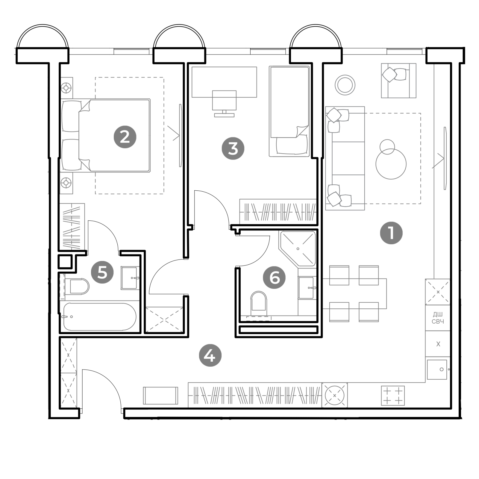 Планировка: 3-комнатная квартира, 70,4 м²
