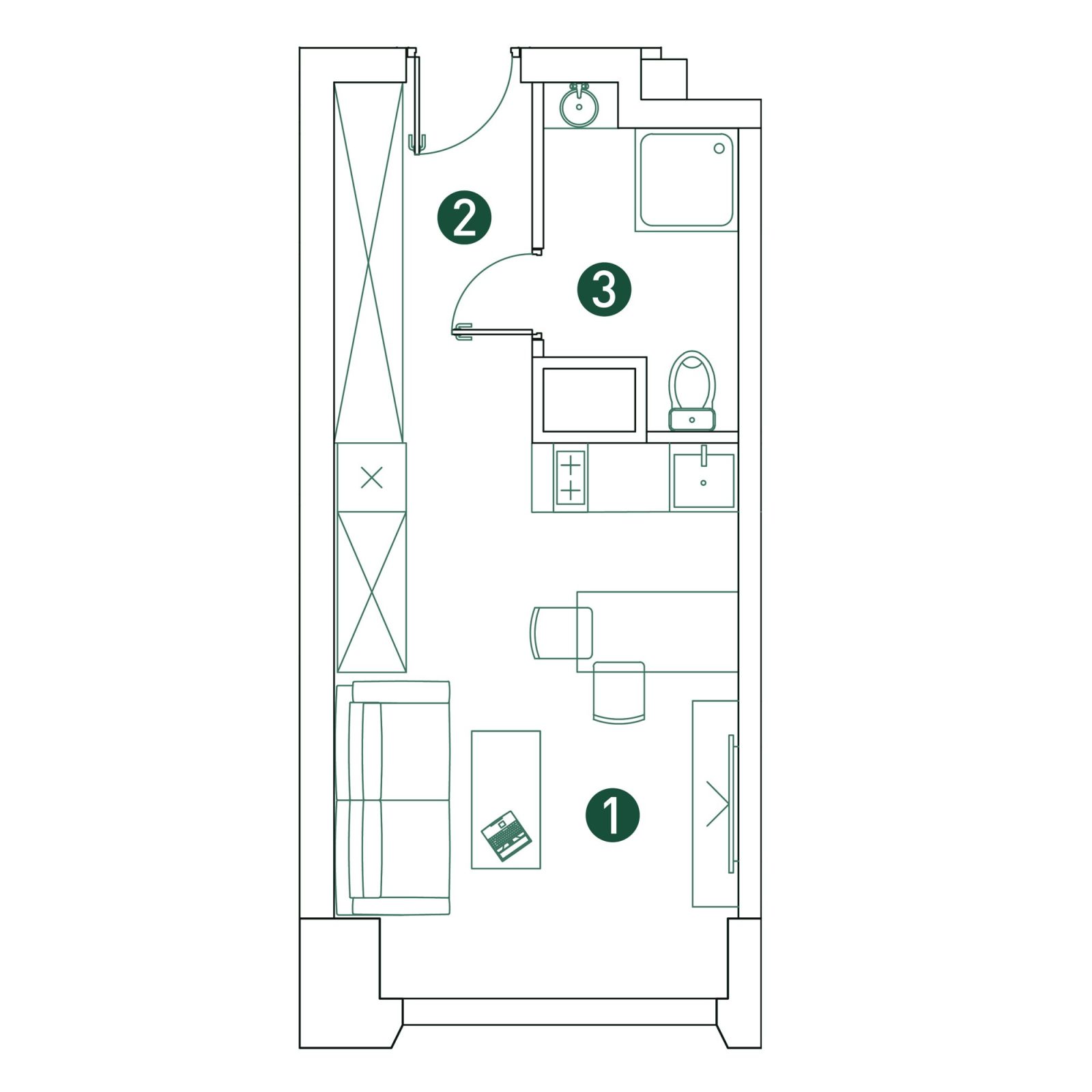 Планировка: студия, 26,6 м²