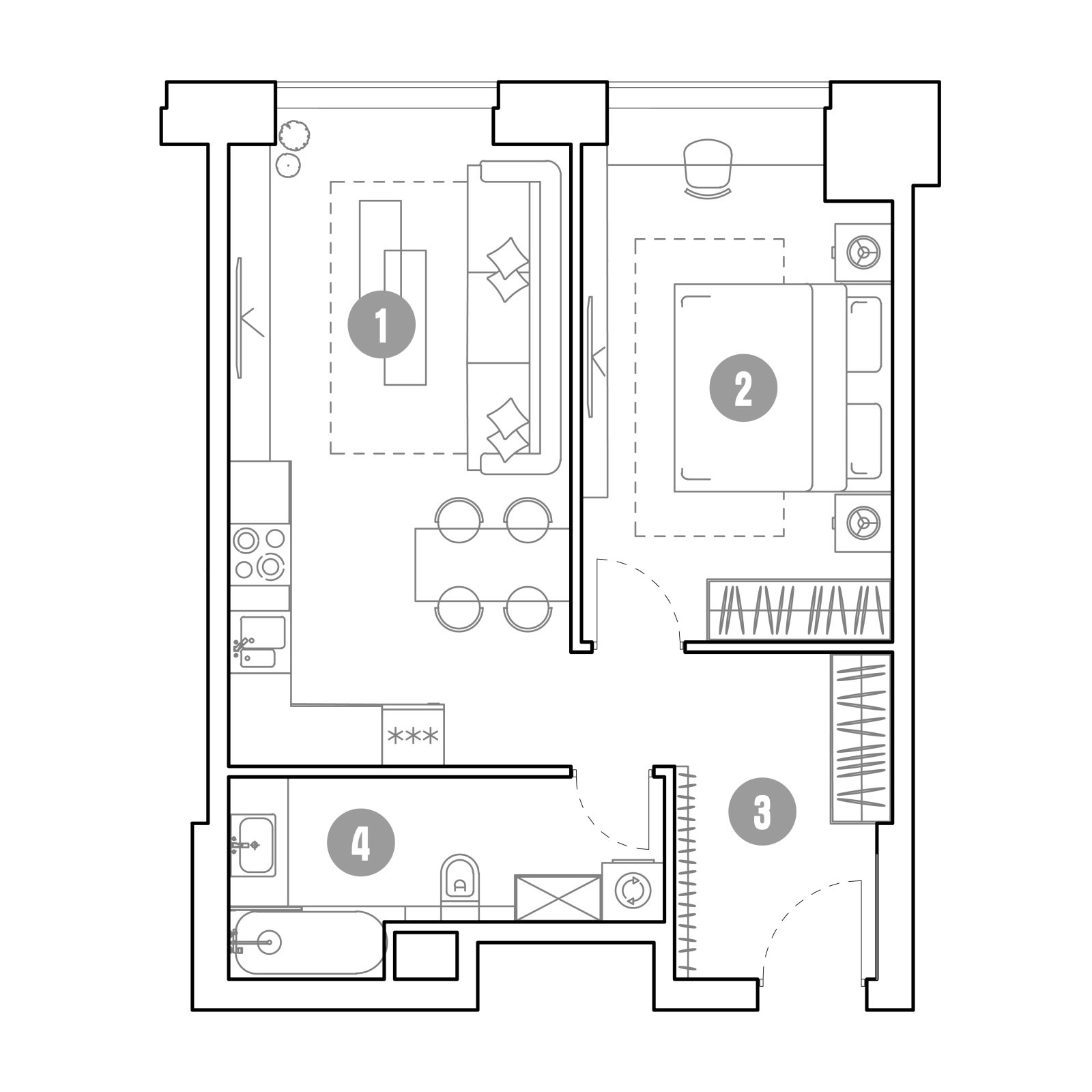 Планировка: 2-комнатная квартира, 49,6 м²
