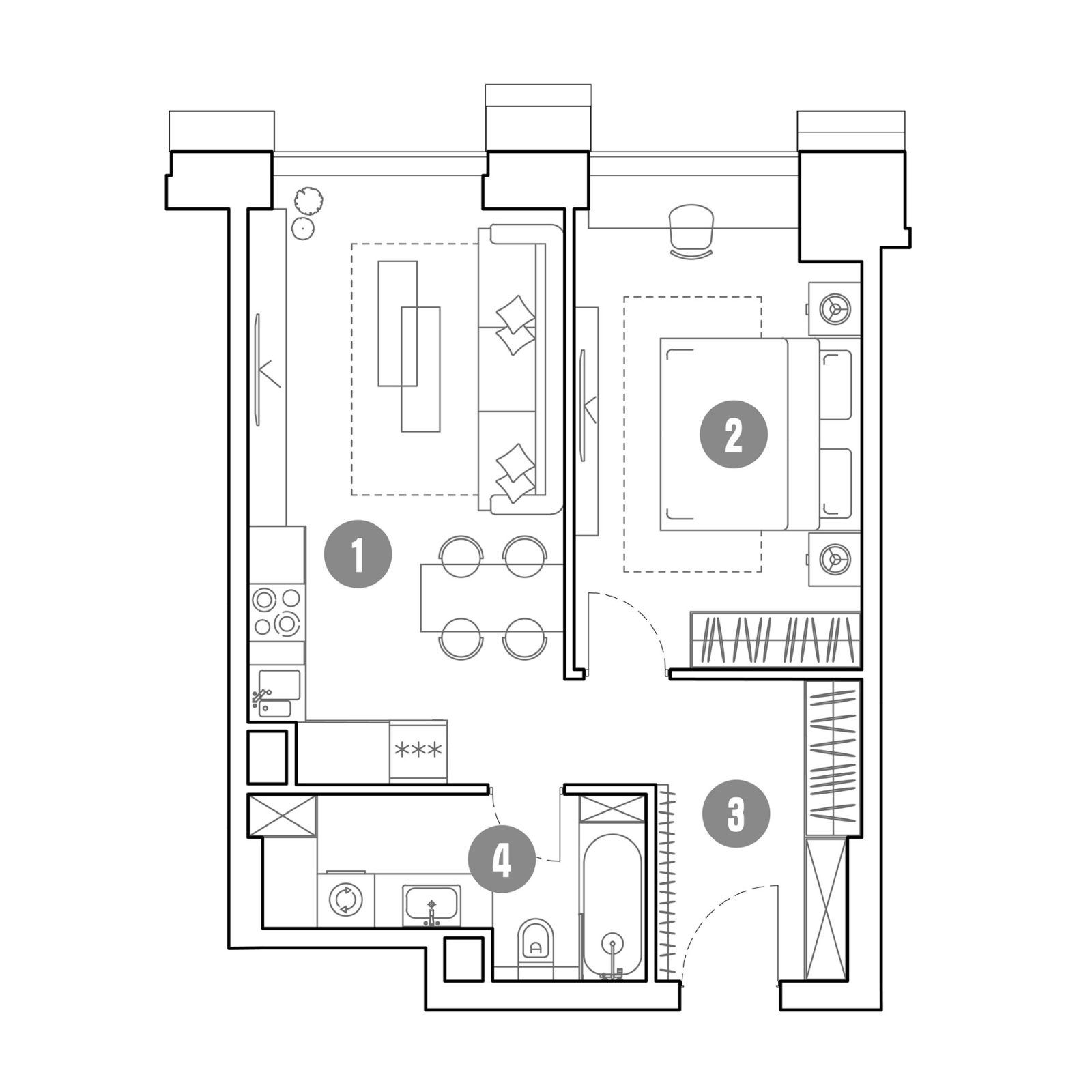 Планировка: 2-комнатная квартира, 49,1 м²