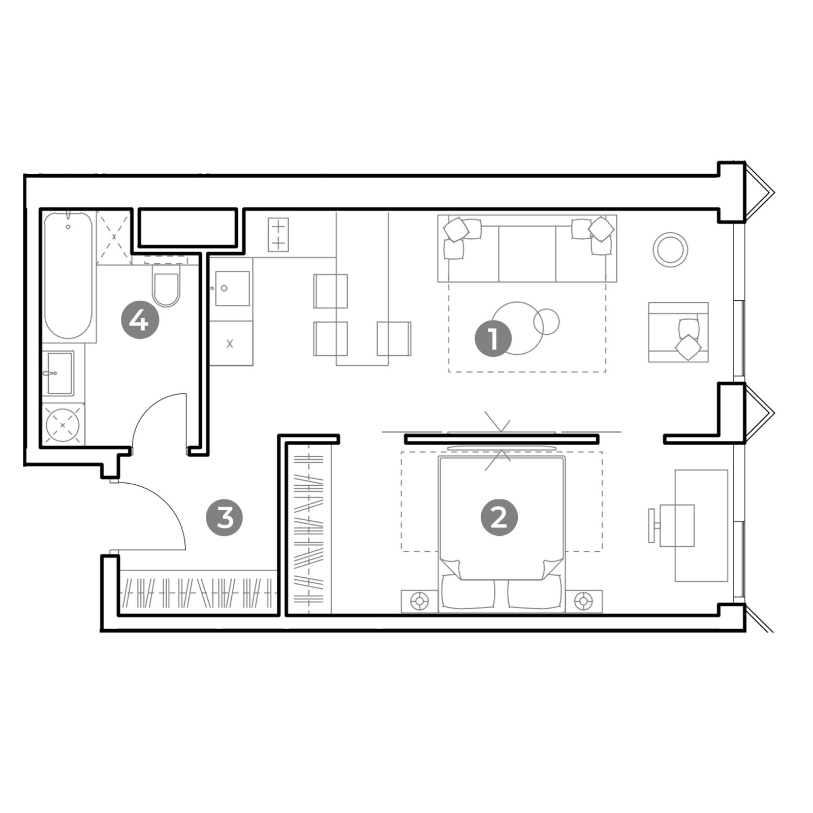 Планировка: 2-комнатная квартира, 45,9 м²