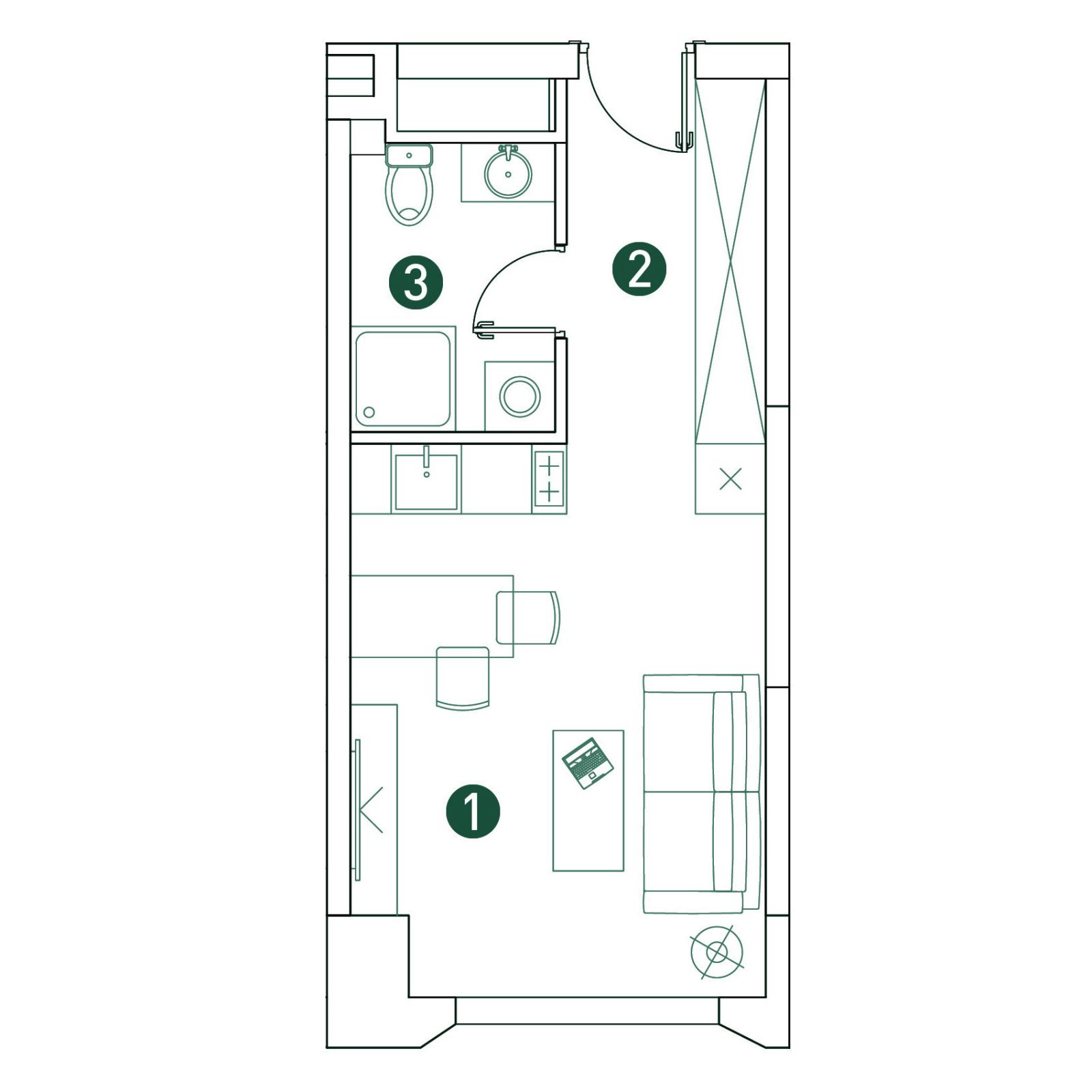 Планировка: студия, 26,2 м²